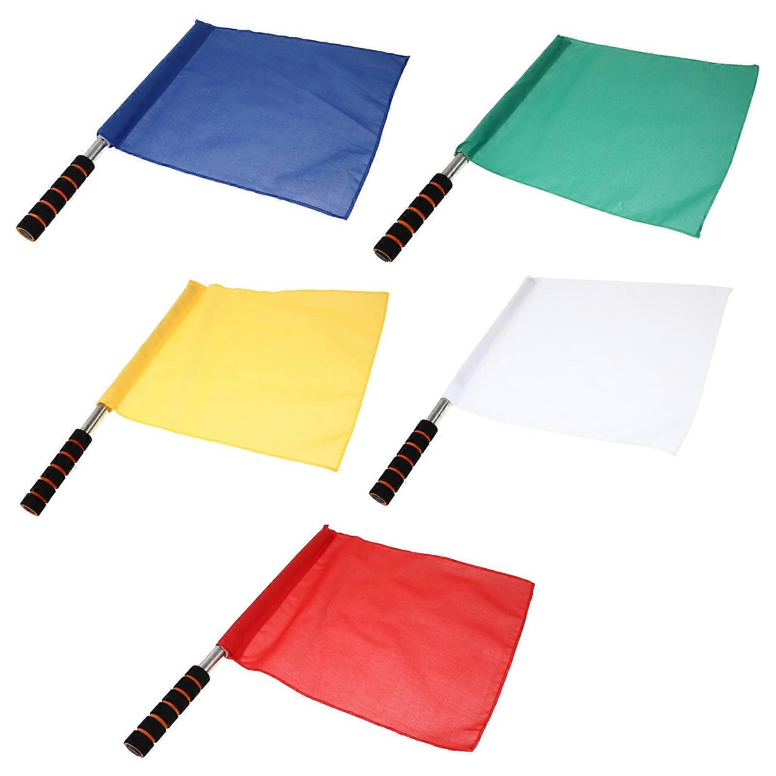 5pcs Bright Signal Flags Traffic Warning Referee Flags for Sports Outdoor Football Use Comfort Handle Various Applications