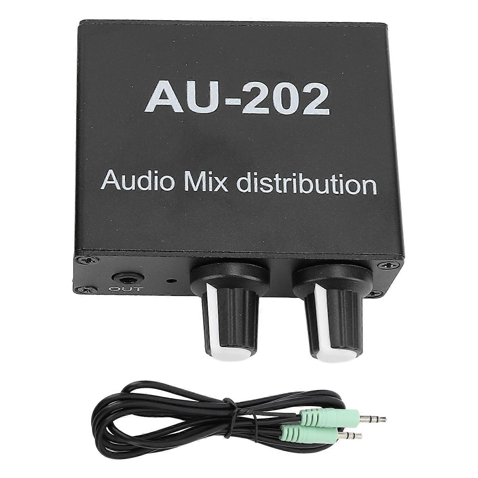 2 in 2 out stereo mixer, low noise, independent volume control, 3.5mm, small headphone sound mixer, DC 5-24V