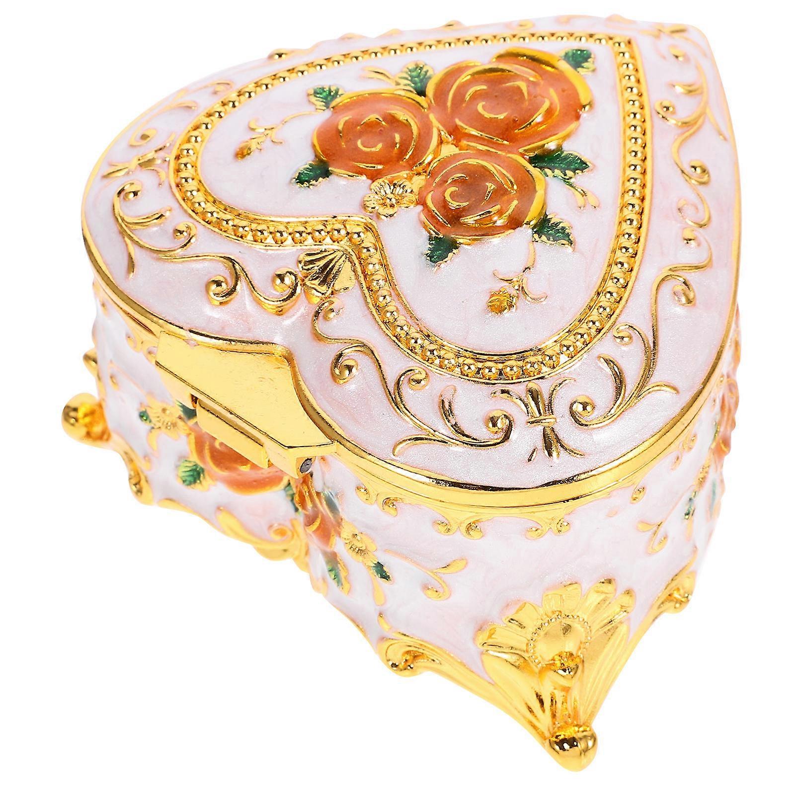 Jewelry Holder Box Trinket Case Organizer Case Rectangular Enamel Coating Dressing Table 1Set