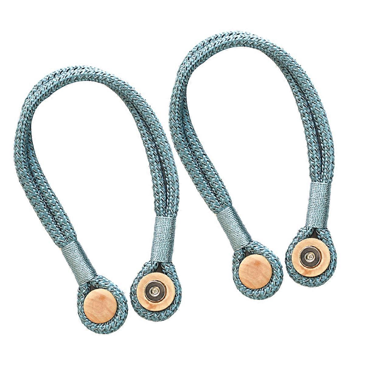 Magnetic Curtain Tiebacks, 2pcs Set – Easy Draping, No Wall Mounting, Decorative Holdbacks for Living Room, Bedroom, Nursery – Grey Blue