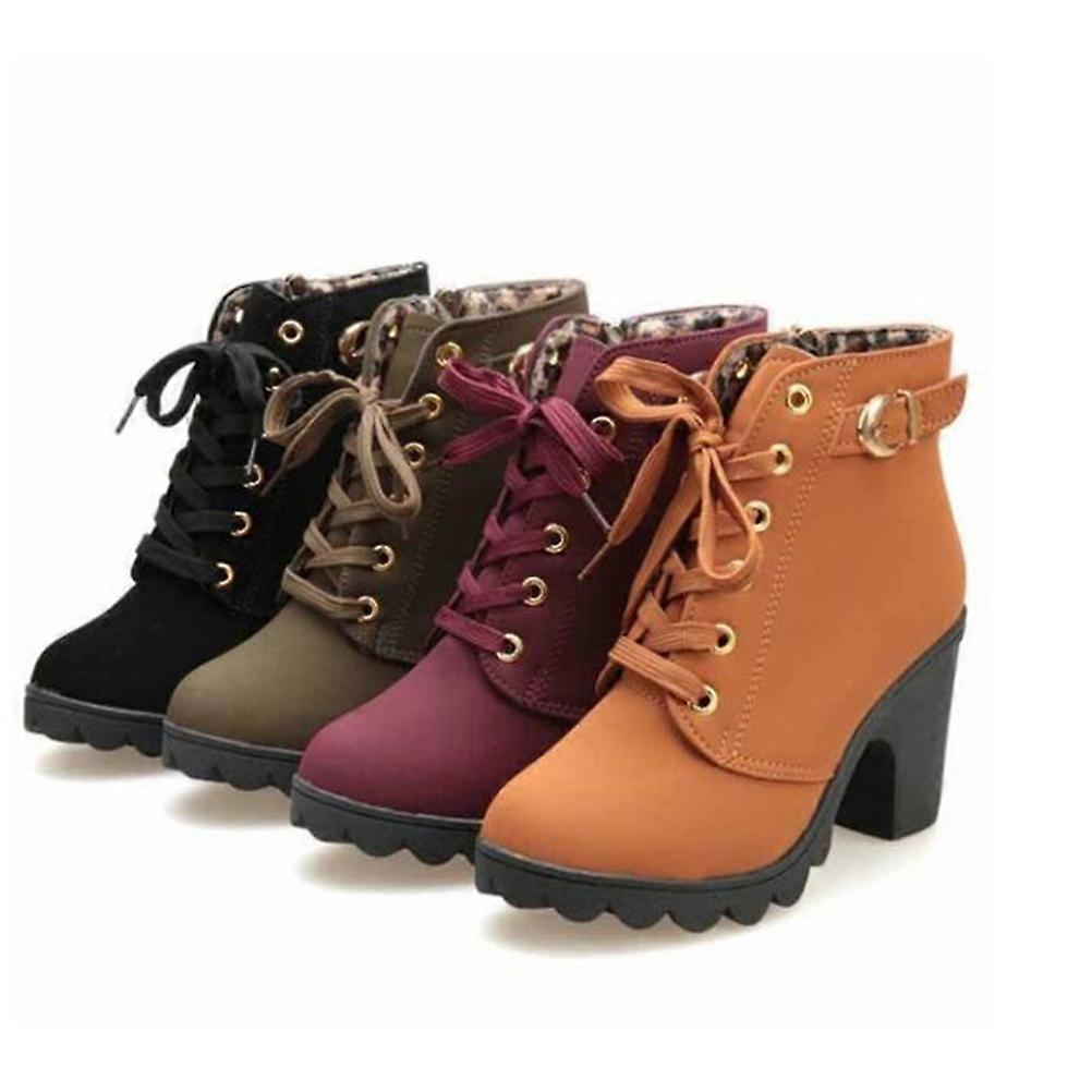 High Heel Platform Boots Ankle Boots For Women Party Elegant Round Toe Artificial Pu 1Pair