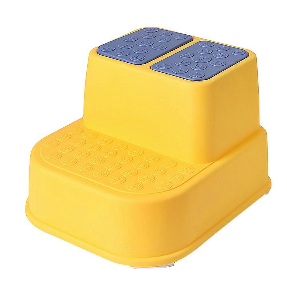Step Stool For Kids Anti-Slip Educational Double Layers Yellow 36X33CM 1Set