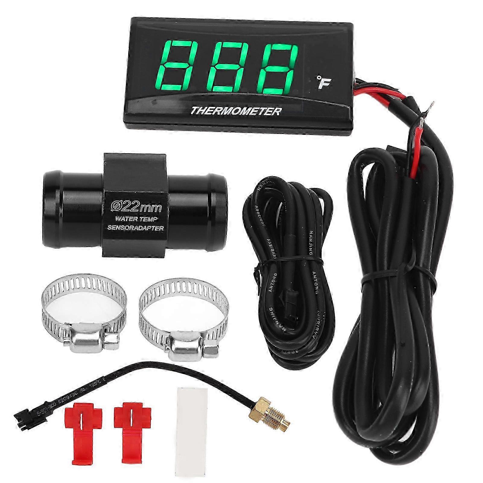 Ultra Thin LCD Display Water Temperature Gauge with ABS Housing for Motorcycle Modification DC12V Green