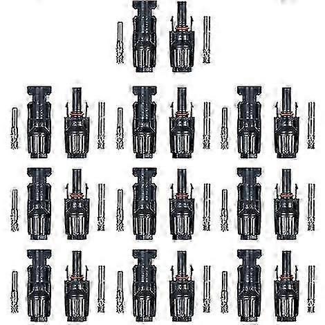 10 Pairs / 20 Pairs Male/Female Solar Panel Cable Connectors for PV System, 10 Pairs Keyless