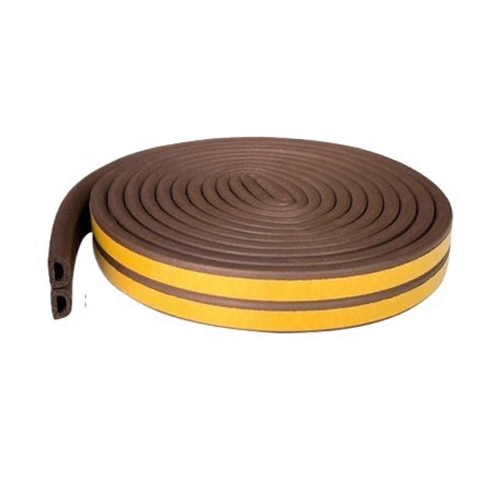Self-Adhesive Soundproof Weather Stripping Tape 5/10m, Type D, Brown Rubber Foam Seal for Doors and Windows
