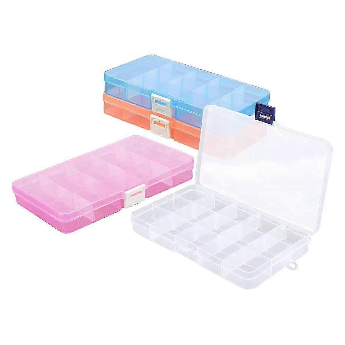 Small Compartment Organizer Case, 4PCS 15-Grid Adjustable Plastic Box with Dividers, Empty Storage C Edition 0702