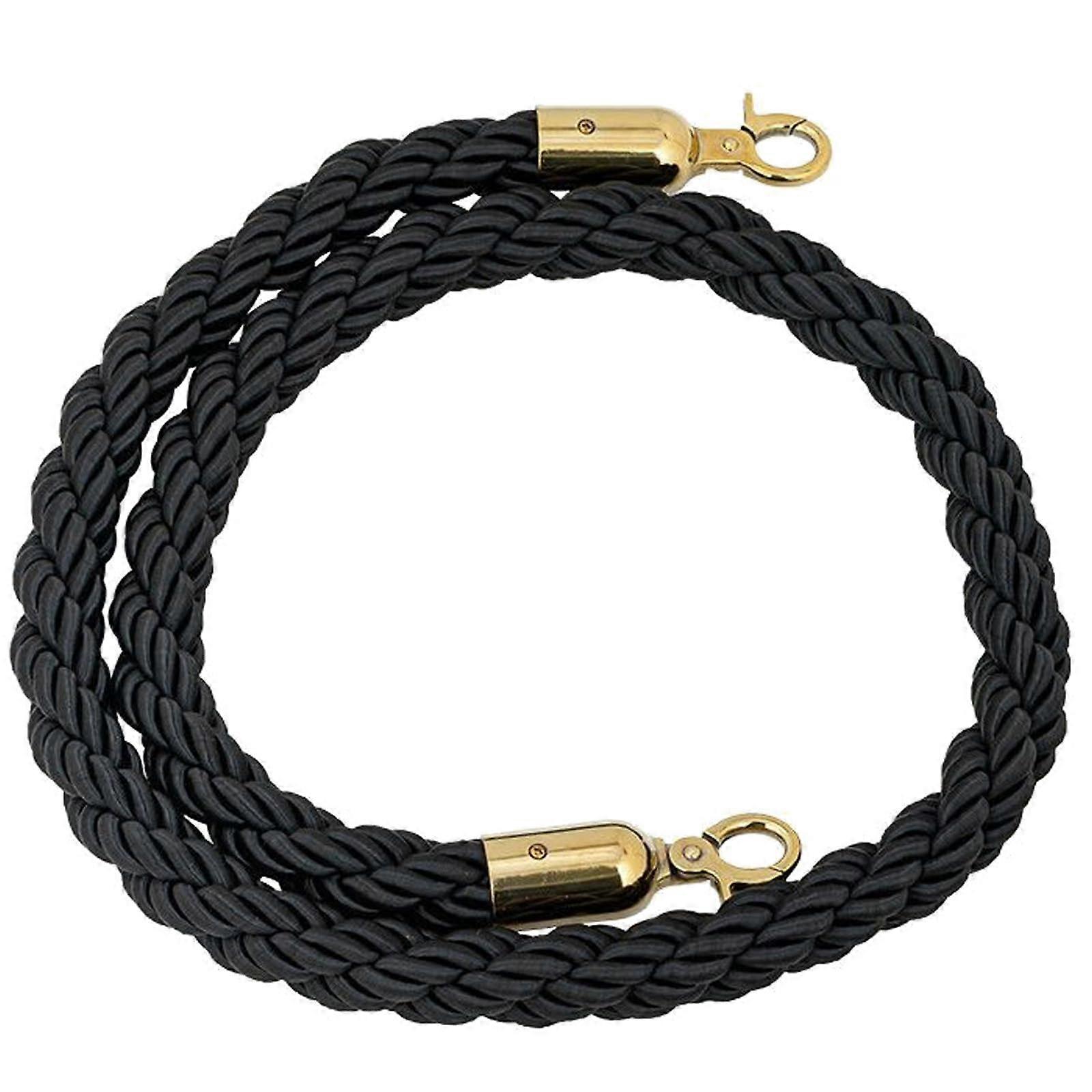 Twisted Rope Barrier Rope, 1/1.5/2/2.5/3 m, Queue Ropes with Hooks, 3M Black
