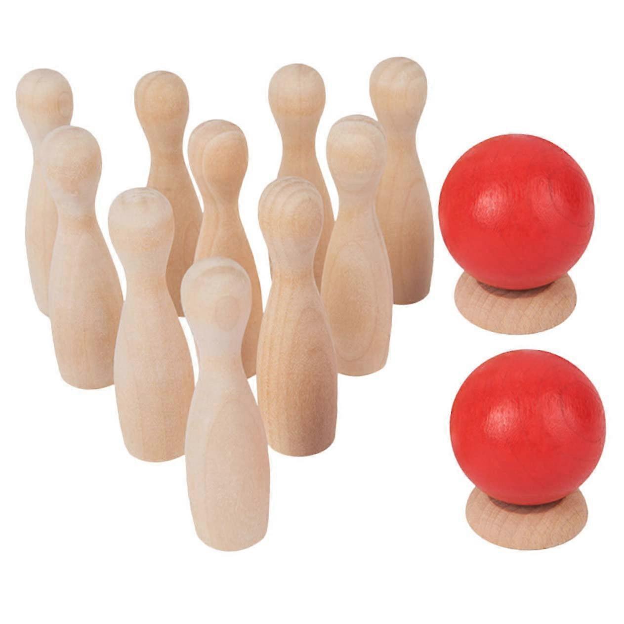 1 Set Classic Wooden Bowling Toy for Young Girls, Interactive Table Game for Indoor and Outdoor Use, Promotes ParentChild Interaction, Suitable For