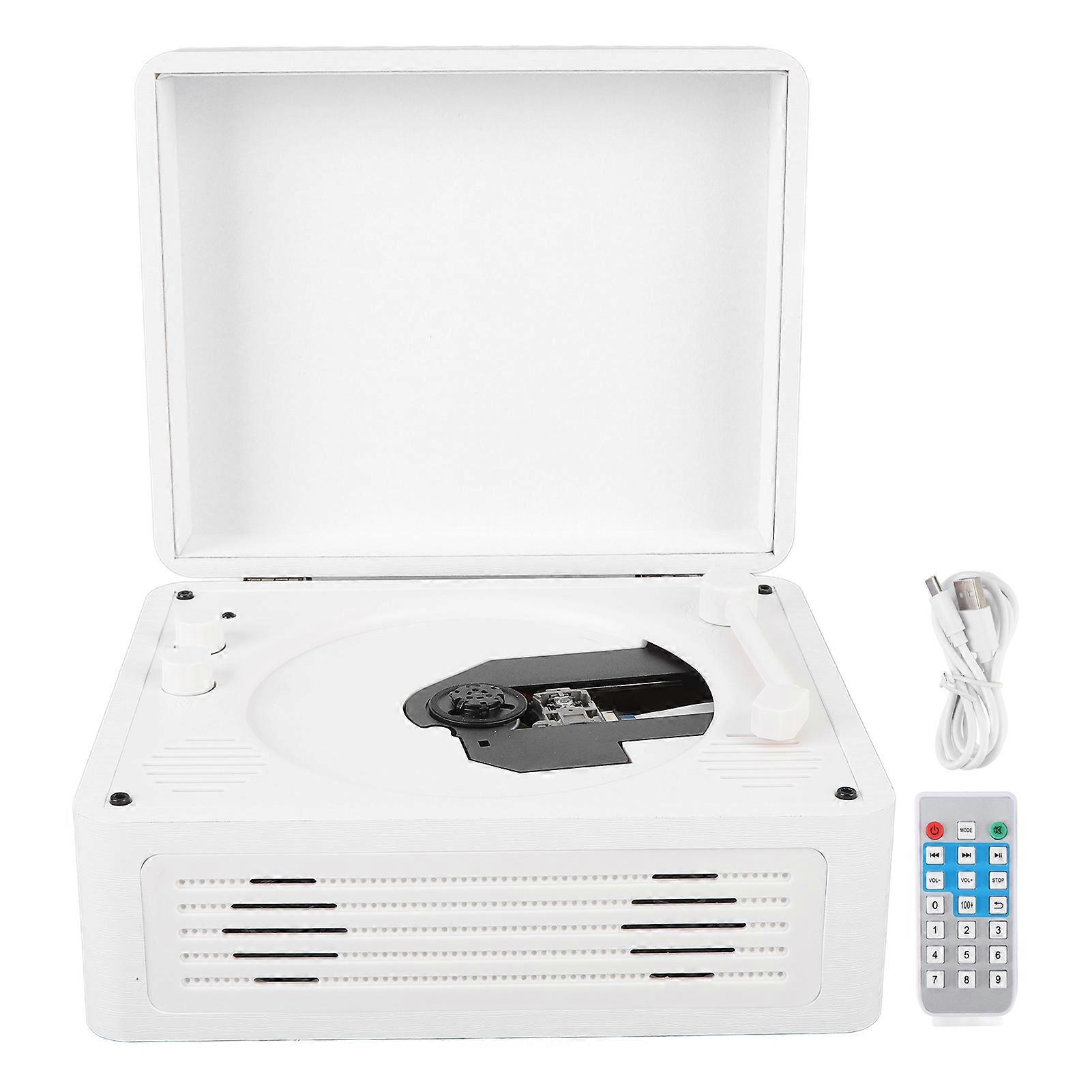 Retro Bluetooth CD Player with Stereo Speakers, USB, Memory Card, Remote Control