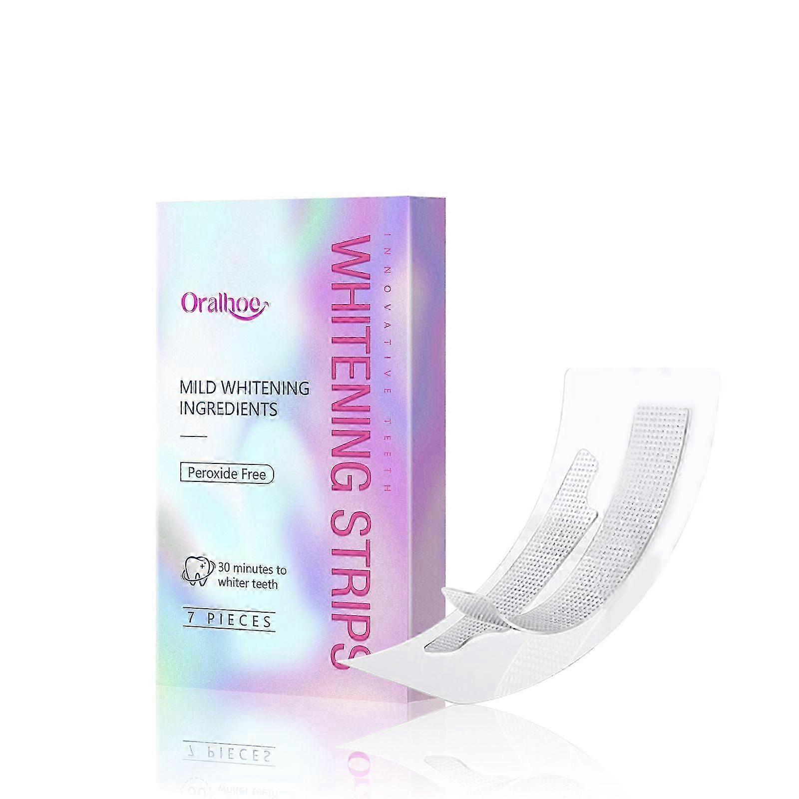 Teeth Whitening Strips Teeth Treatments - Teeth Whitener, Peroxide Free, Enamel Safe Green White Strips, Deep Stains Removal - Instant Teeth Whitening