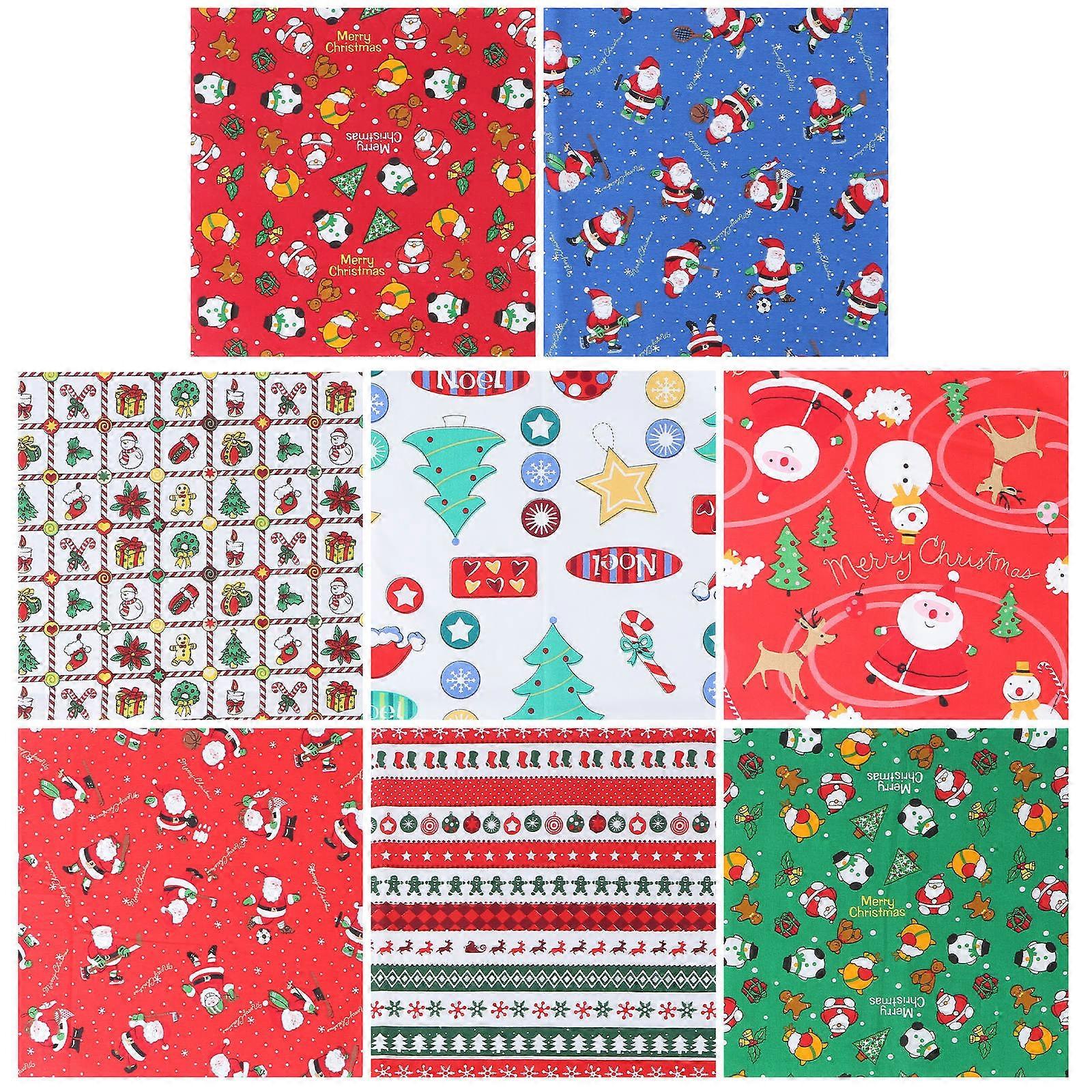 Christmas Fabric Cloth DIY Printing Fabric Cloth Material Craft Enthusiasts 8Pack