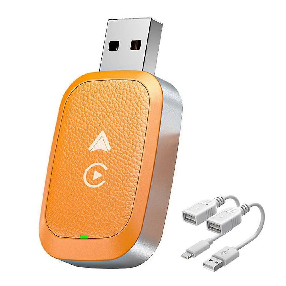 Smart Wireless 2In1 Autoadapter Wireless Carplay Auto Navigation Android Auto Connection Converter Box Orange Ref: 1319