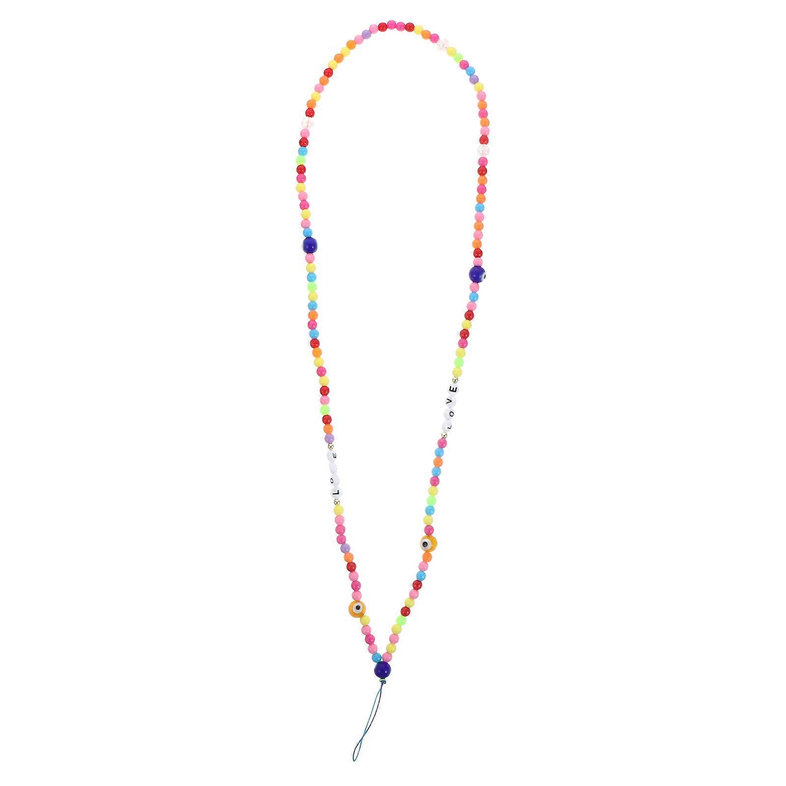Phone Lanyard with Semi Beads for Decoration and Use 1pc