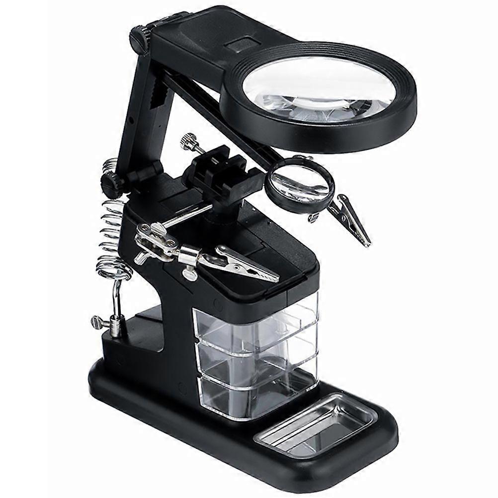 10 LED Light Magnifier Station Magnifying Glass Helping Hand Soldering Stand Kit