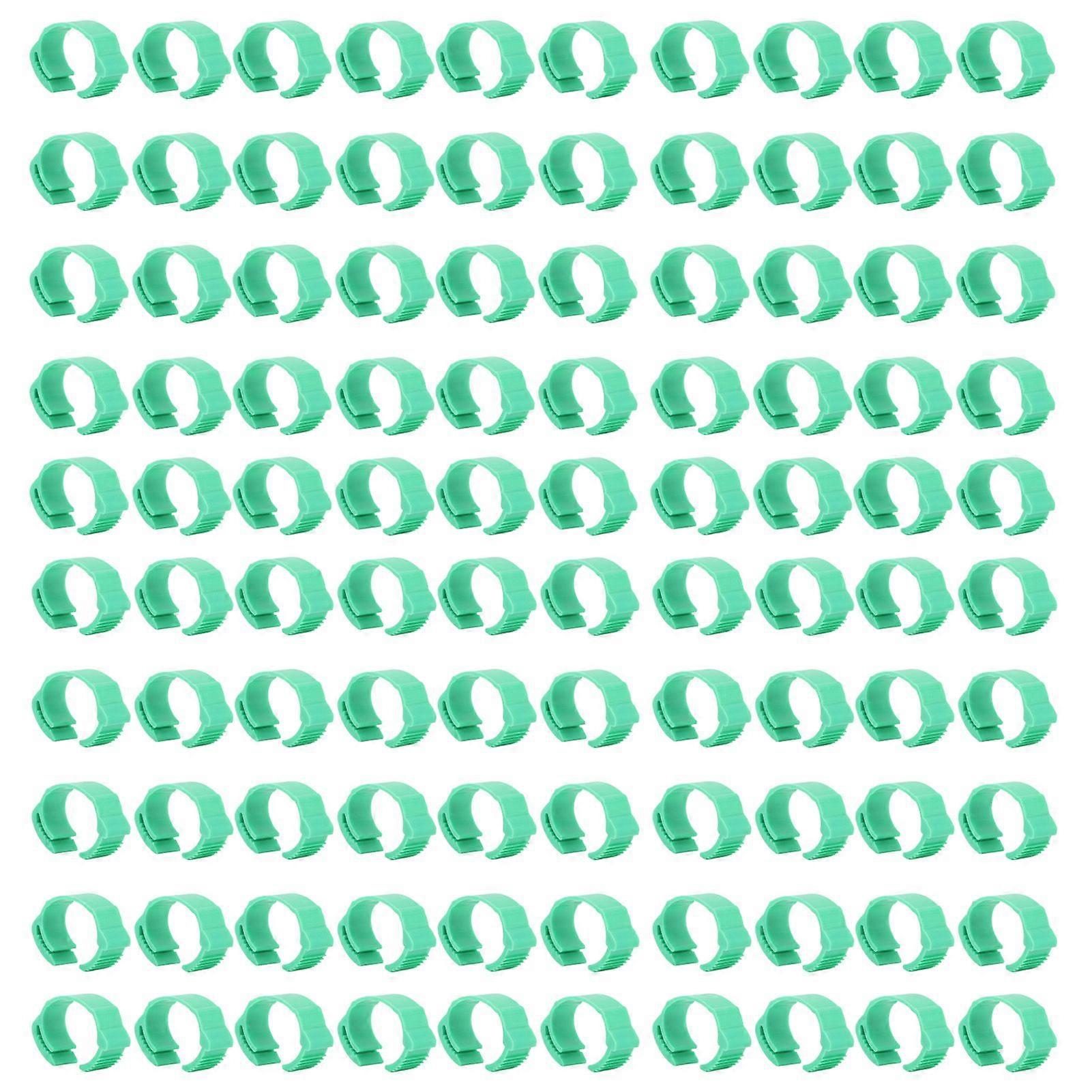 100pcs Chicken Identification Leg Bands Adjustable DIY Clip On Duck Bands for Geese Pigeons Green