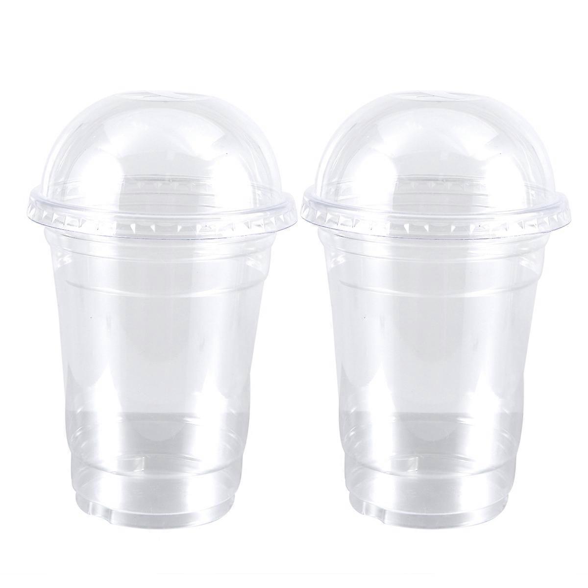 20pcs Transparent for Juice Cold Drinks with Dome Lid Takeaway Packaging
