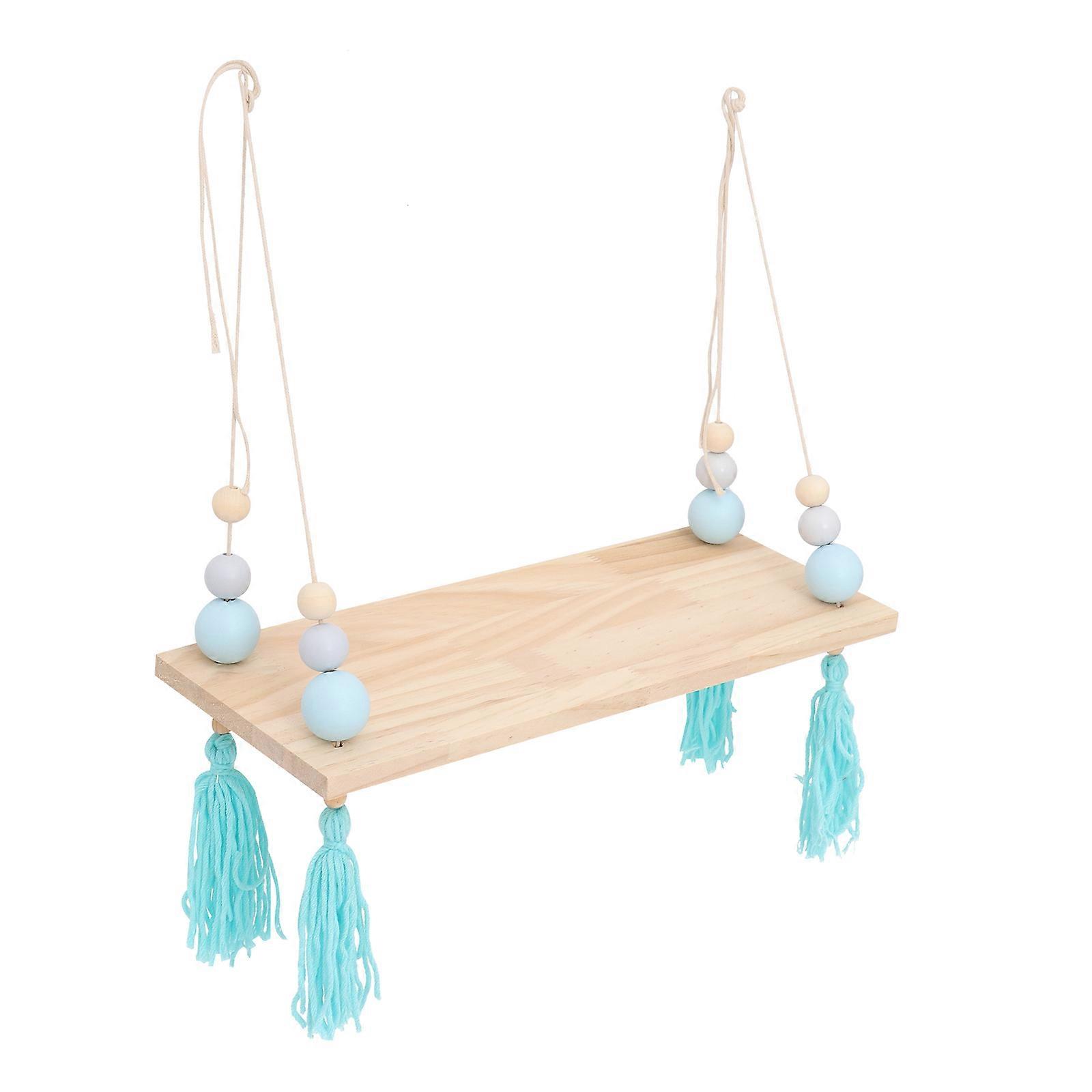 Wall Floating Shelf Unit Simple Trendy Design For Display Bamboo Material Hanging Tassels Shelf Decor 1Set