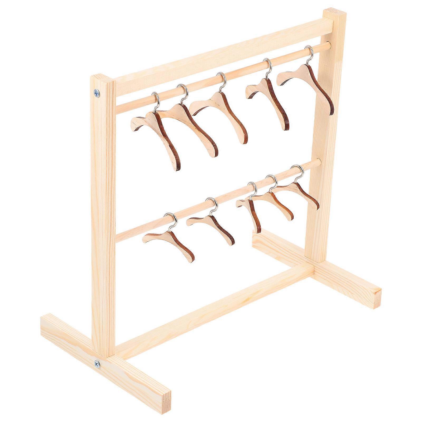 1 Set Ahşap Bebek Giyim Rafı Bebek Evi için Askılı