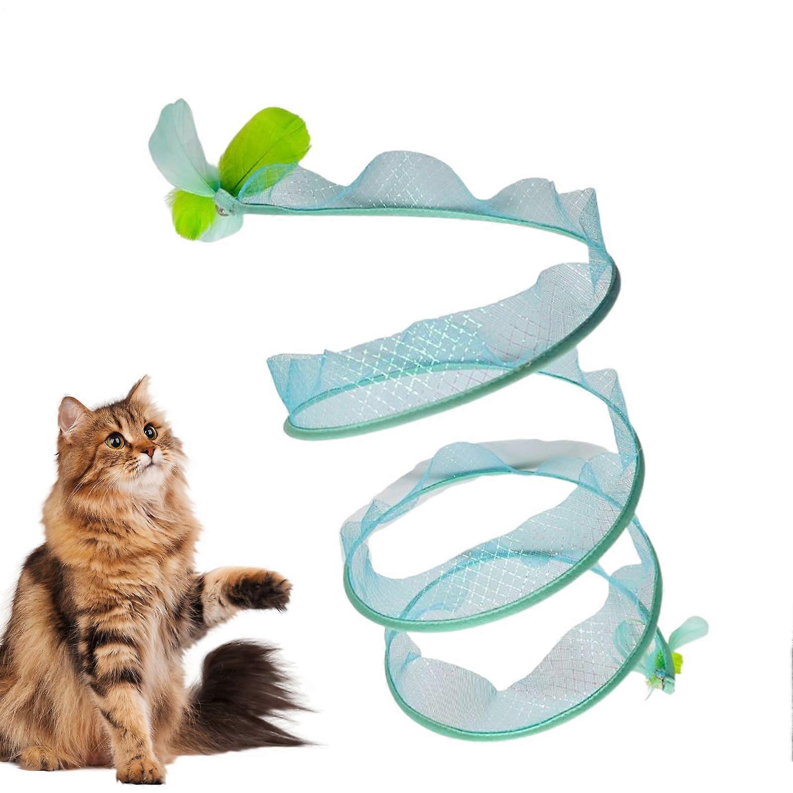 Cat Play Tunnel and Tube - Portable Cat Labyrinth with Feather Toys for Kitten Training - Interactive Cat Activity Set