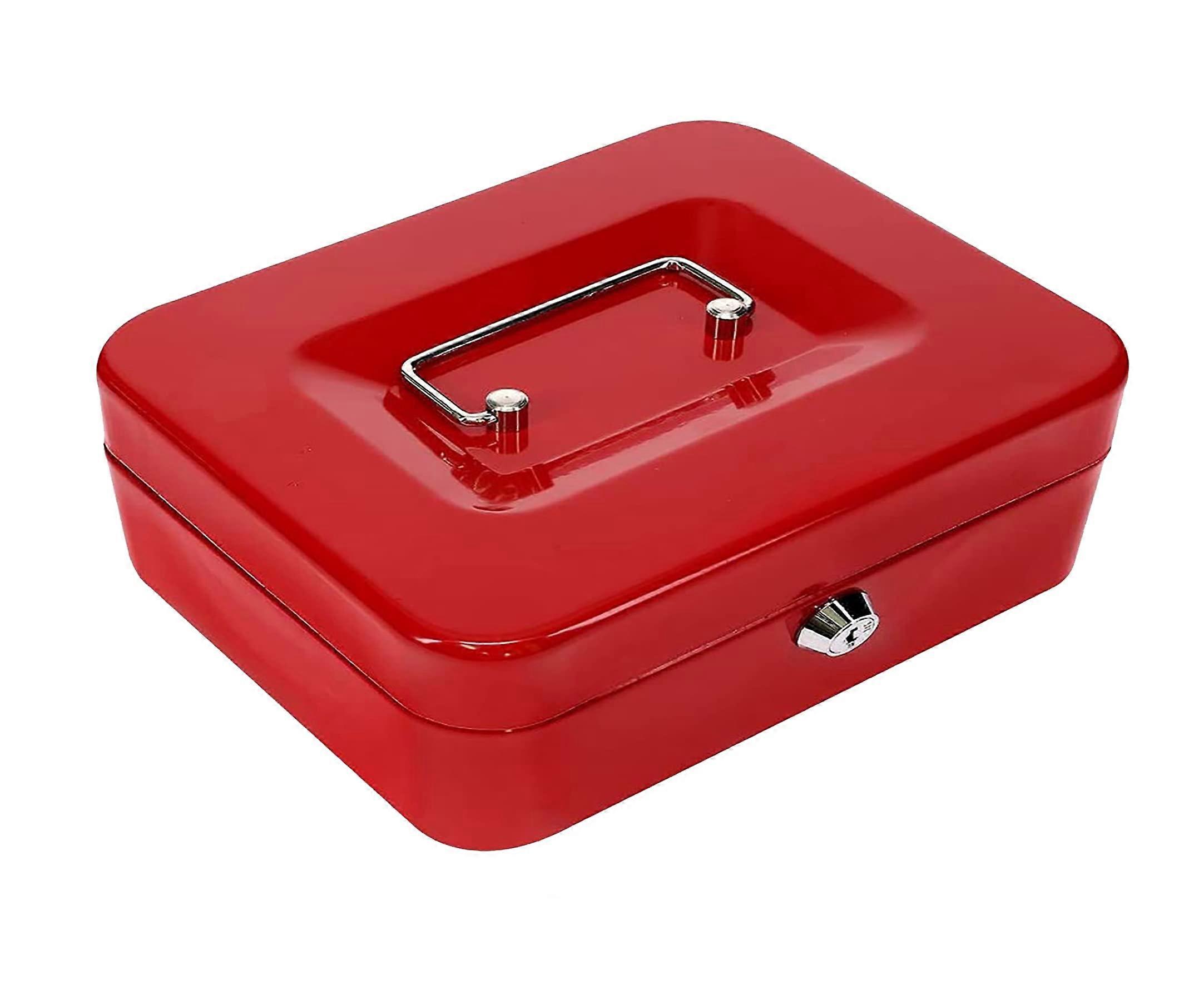 10033R4 Cash Box Red 300mm x 240mm x 90mm, Lockable Storage Box for Coins and Valuables, Durable Design