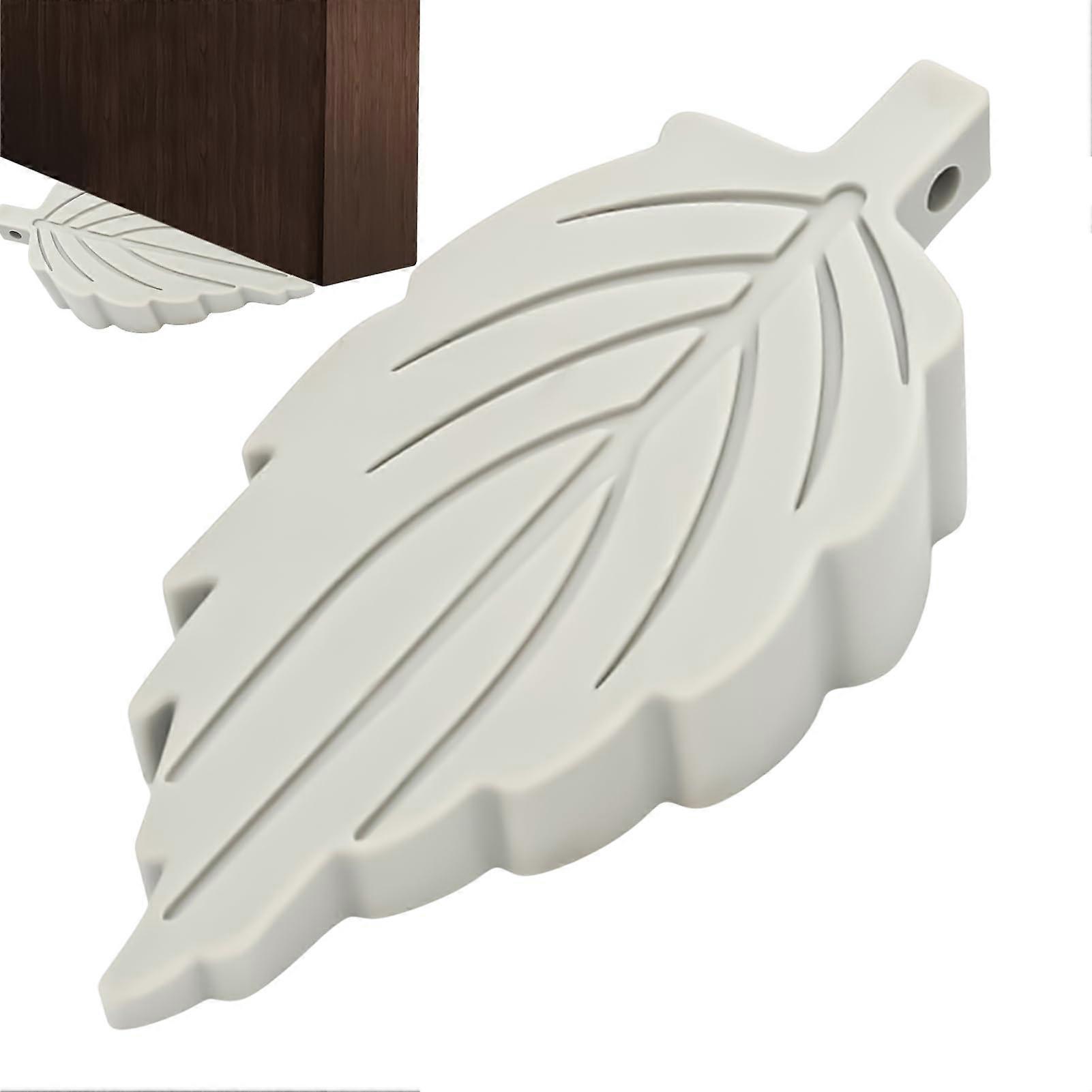 LeafShaped Door Stopper, Flexible Silicone Design, AntiSlip Base for Home, Office Gray