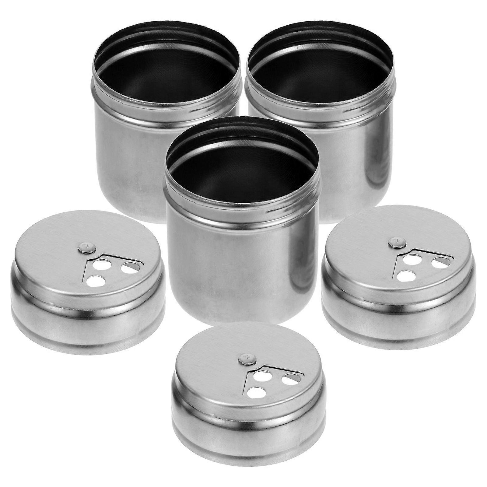 Silver Stainless Steel Condiment Bottles for Seasoning with Rotatable Lids 3Pcs