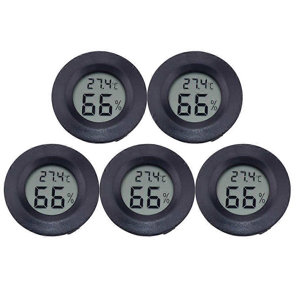 Digital Hygrometer for Reptile Pets Portable and Compact ABS Material Black Use 5 Pieces