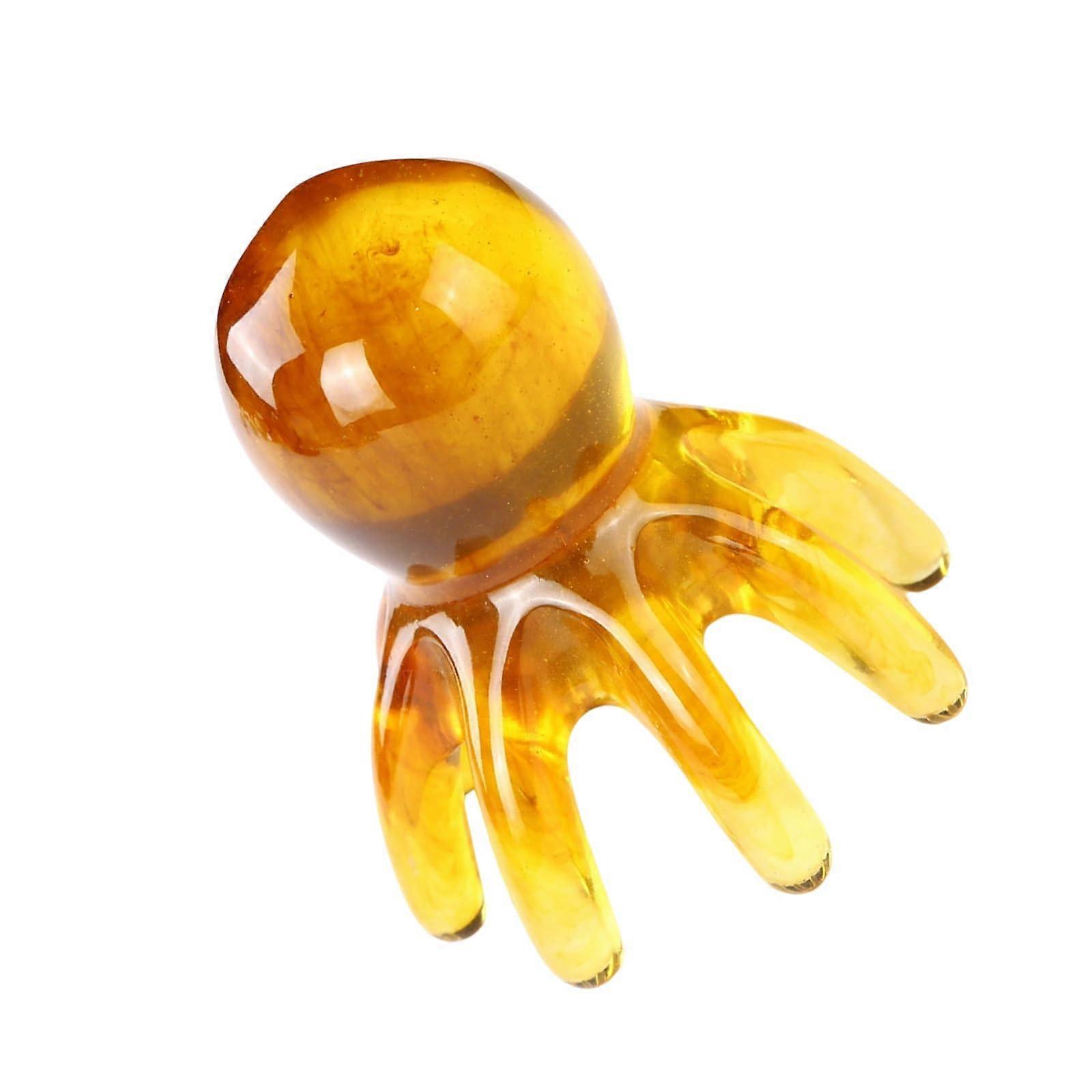 Portable Scalp Massager Octopus Head Massage Tool with 8 Tentacle Scrapers for Unisex Use in Coffee Color