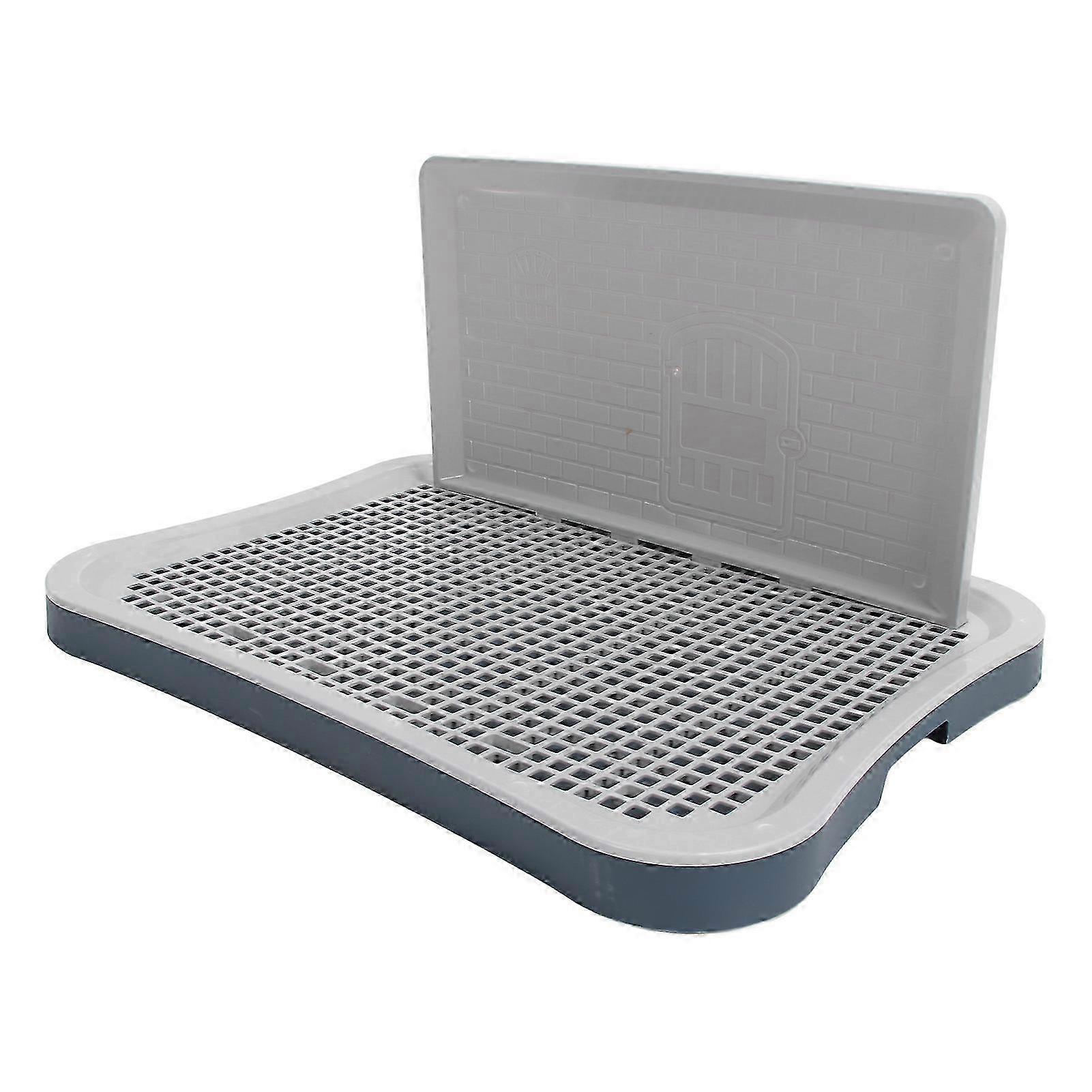 Portable Dog Training Toilet with Wall Column - Removable Mesh Potty for Large, Medium & Small Pets - Navy Puppy Training Solution