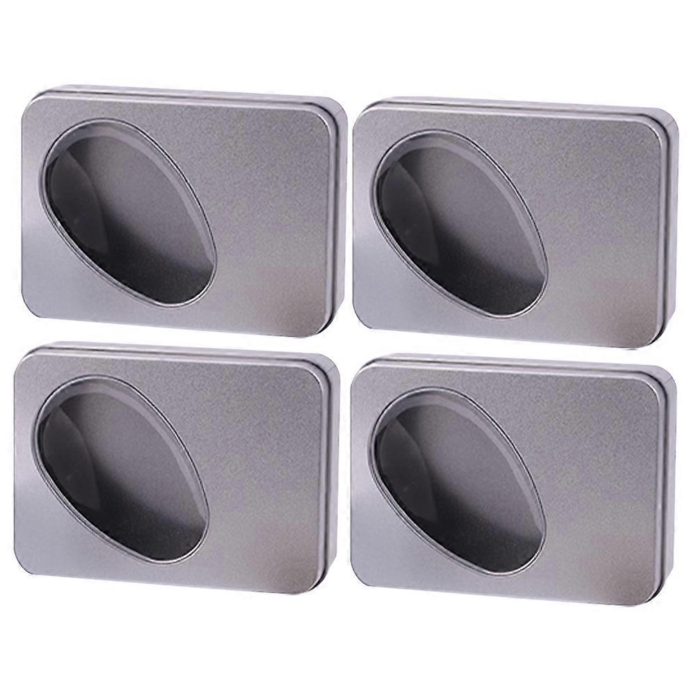4psc Gift Storage Tins Candy Containers with Clear Window Candy Storage Case Biscuits Boxes Gift Boxes