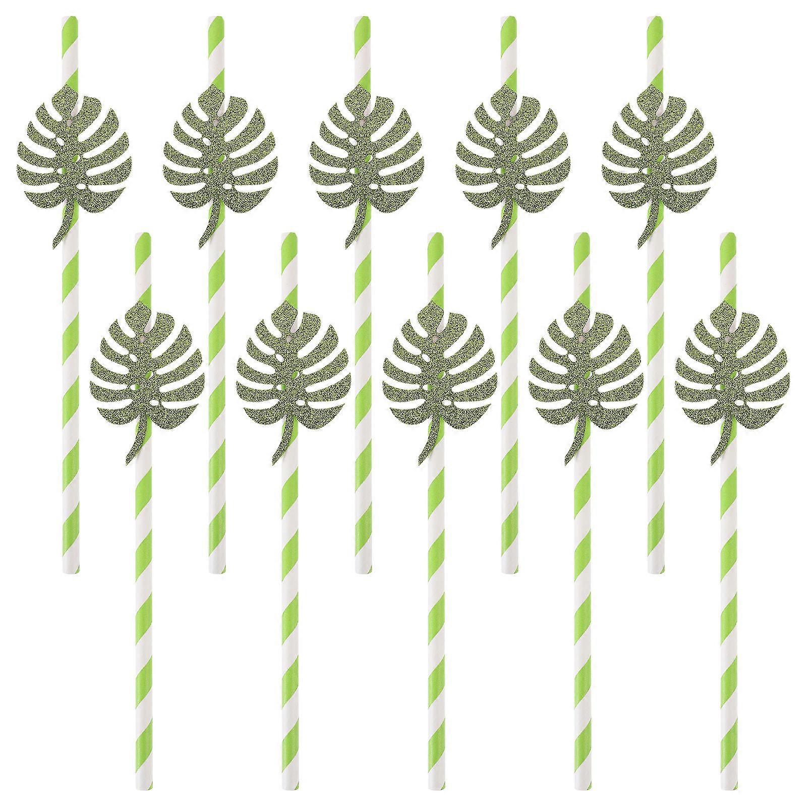 10pcs Tropical Drinking Straws Glittery Paper Straws For Parties Smooth Tips For Weddings Birthdays And More