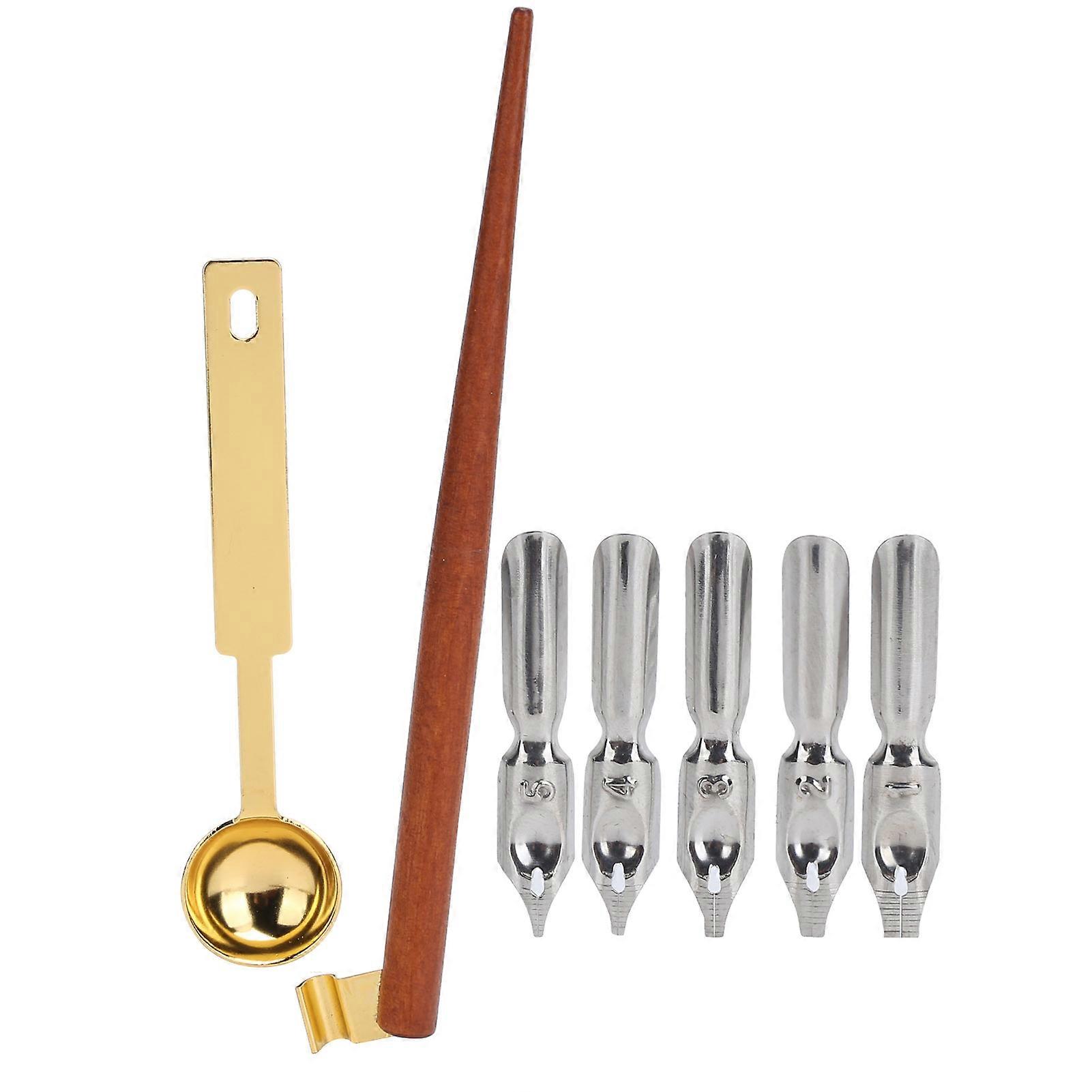 Federstift Wachs-Set Federkiel Dip Schreibtinte Stempel Kit Vintage Student Schreibwaren GeschenkboxSP225064 Perlgrau