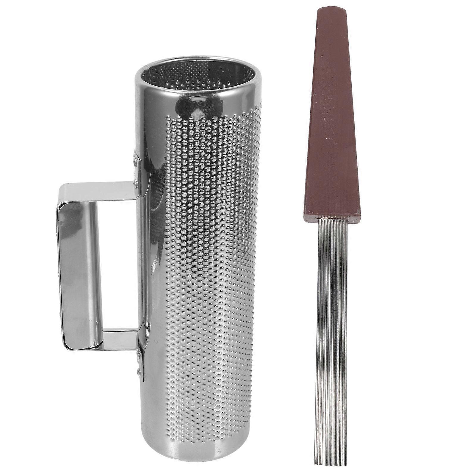 Kids Musical Instrument Metal Guiro Professional Design Cylindrical with and Side Handle 1Set