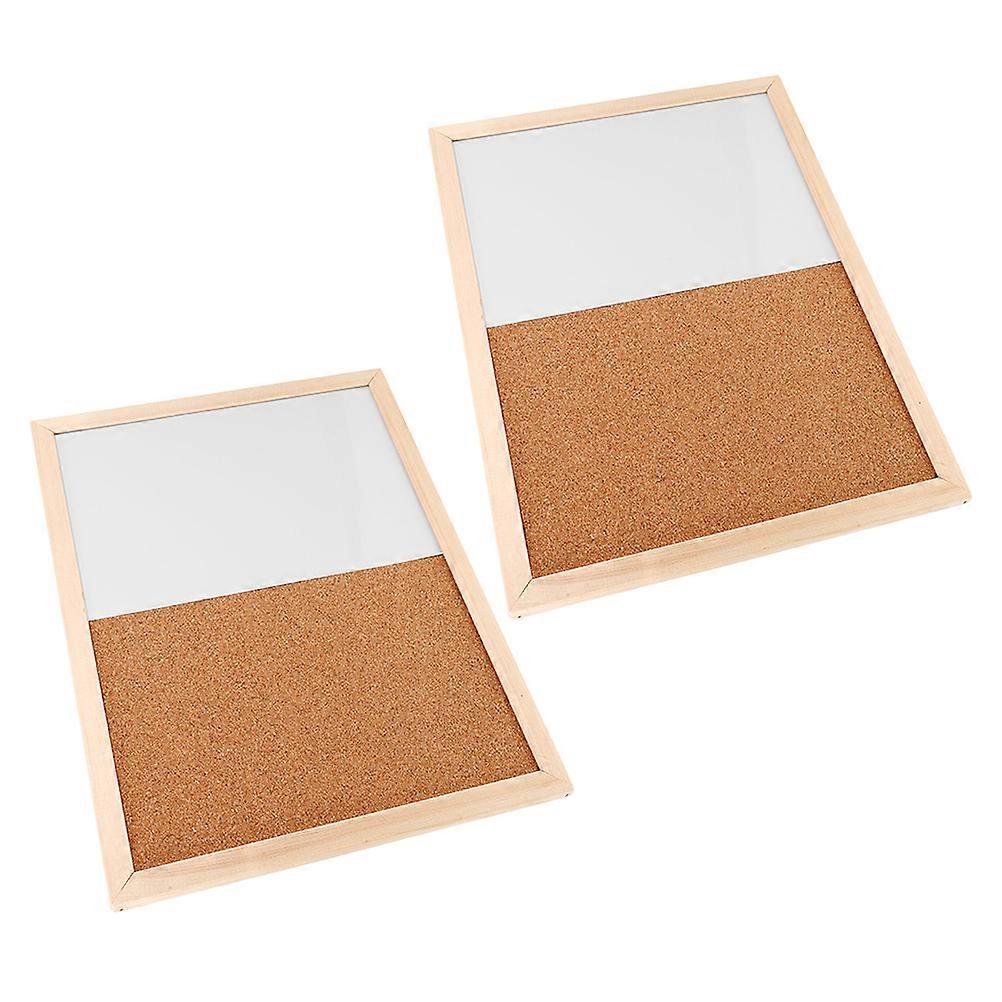 2pcs Wall Mounted Dry Erase and Cork Bulletin Board Combo for Home School Office Decorative Vision Board