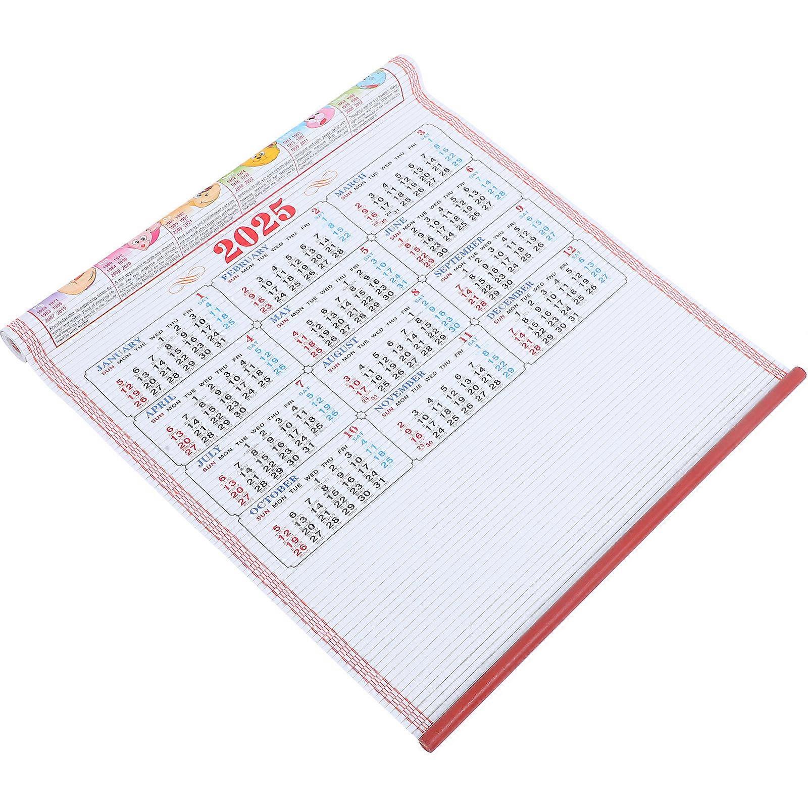 Snake Year Calendar 2025 for Home Use Paper Monthly Wall Calendar Easy to Use Multi Color 12 Months