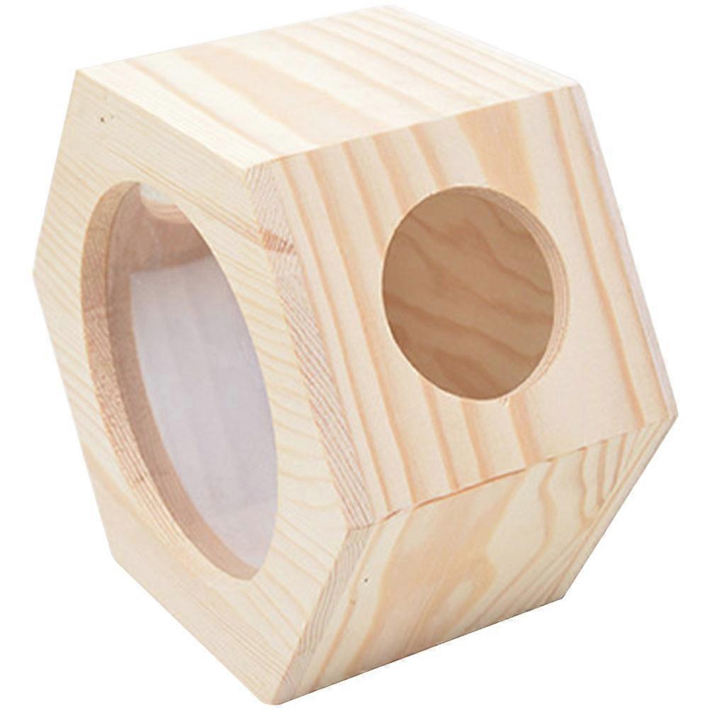 Wooden Hamster Villa Durable Rat House with Mini Playhouse for Pets Beige 3D Hexagonal Design