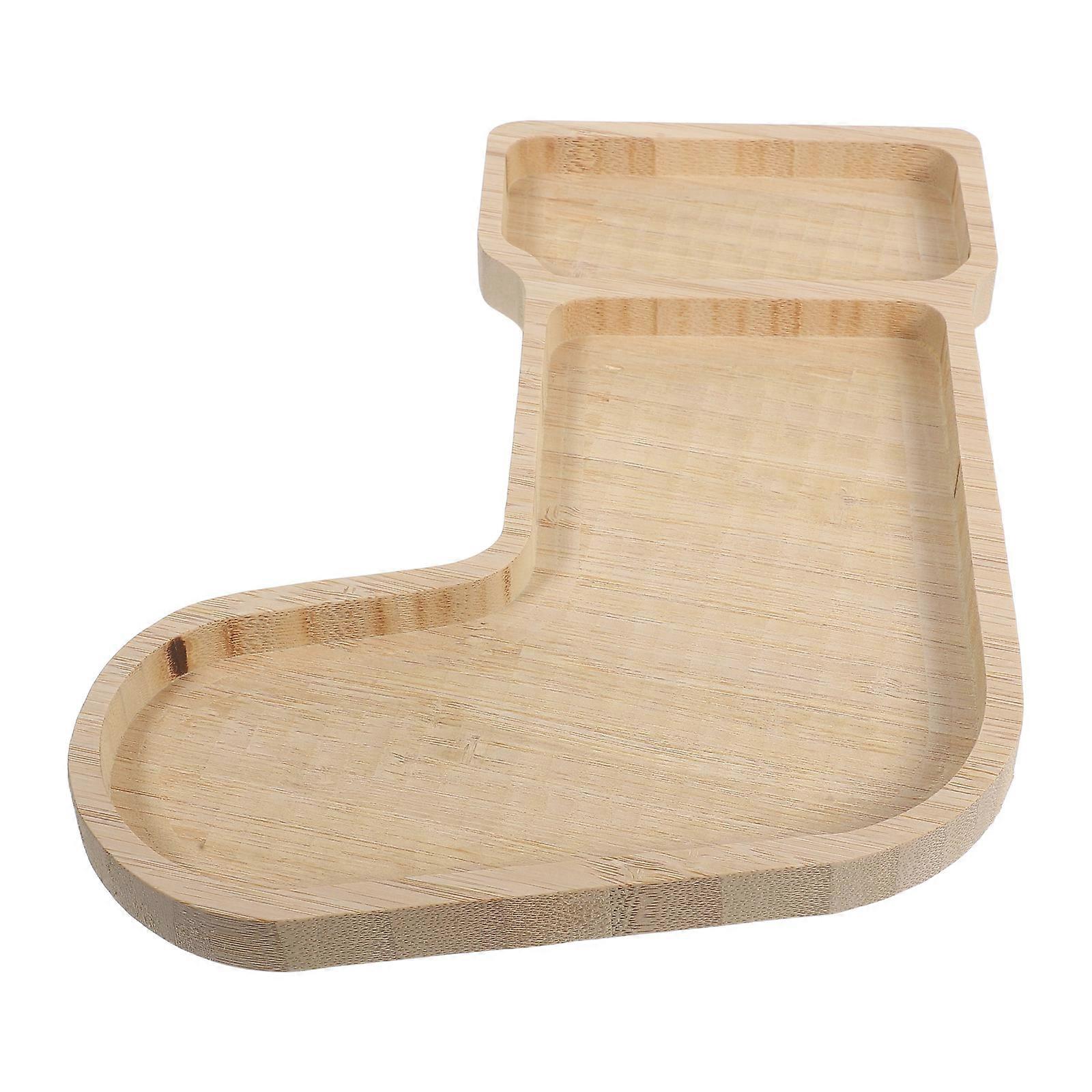 Seasonal Serving Tray Wooden Stocking Shaped Platter For Christmas Parties Desserts And Snacks Rustic Design 1Pack