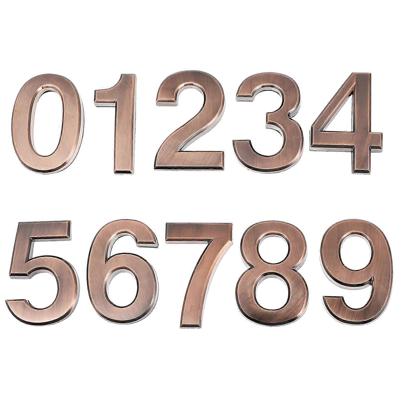 10Pcs Waterproof Door Number Stickers Dark Brown for House Mailbox Self-Adhesive Indoor Outdoor Use