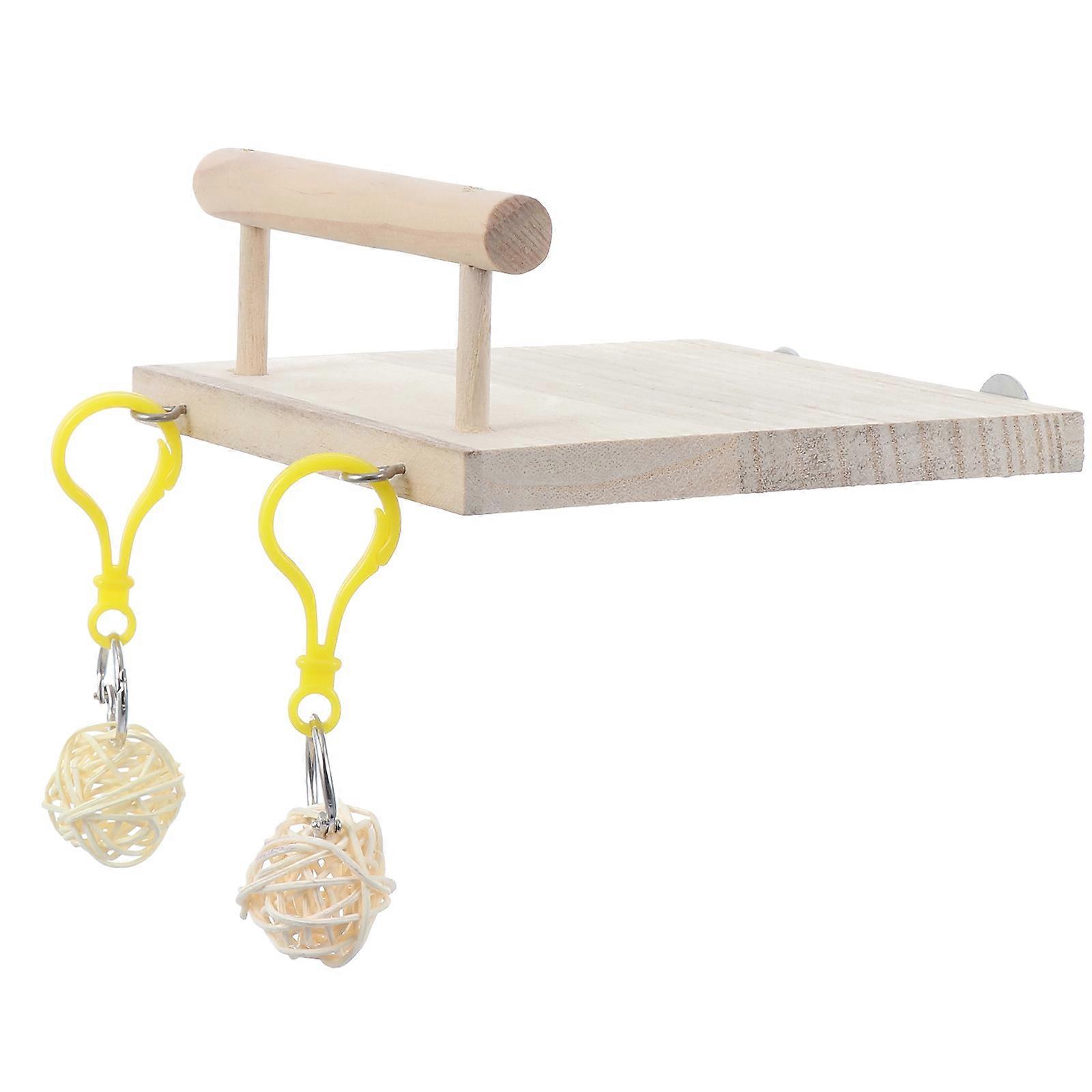 Parrot Wood Platform Stand Rack for Hamster with Station and Chewing Toy