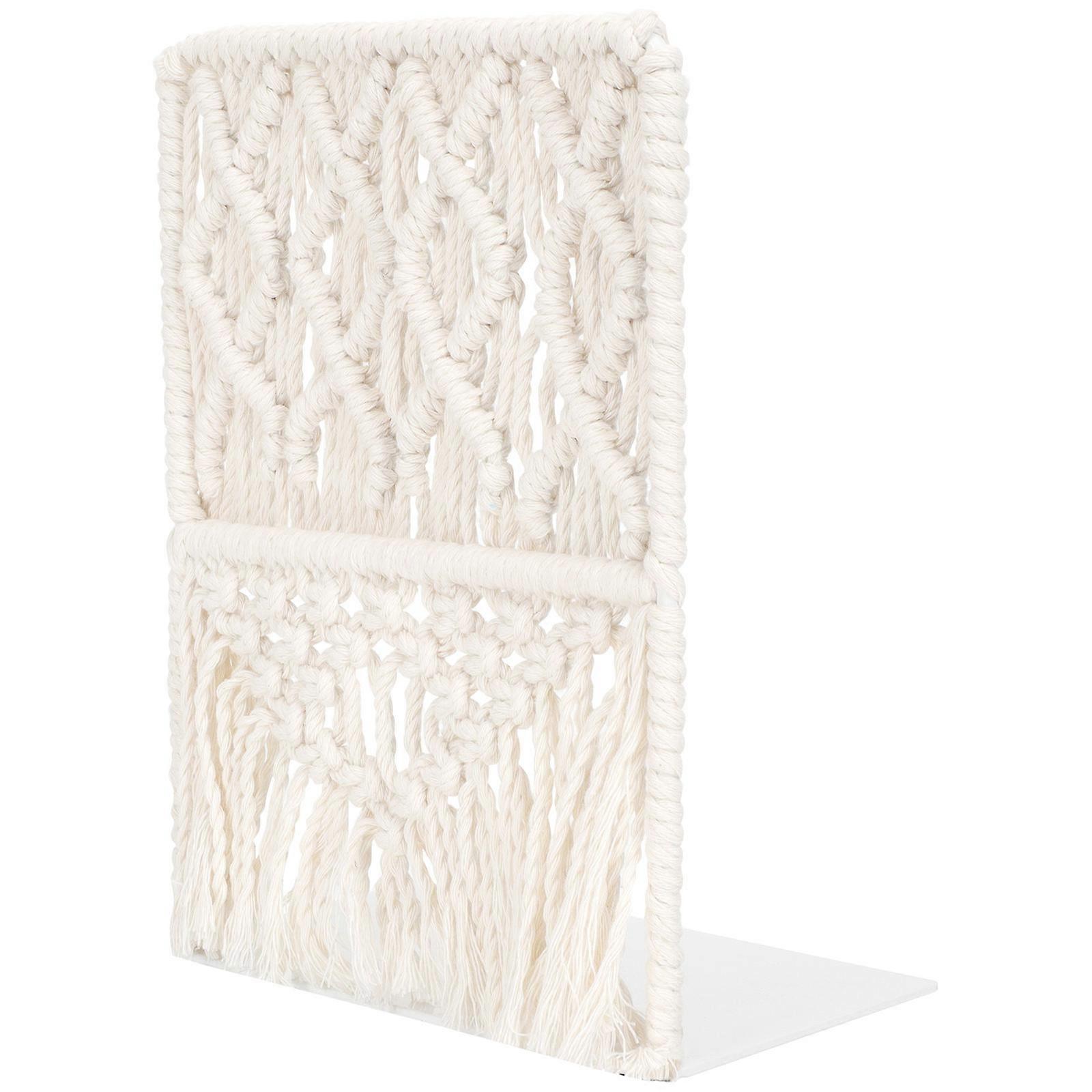 Decorative Tabletop Bookend For Home Decor In Light Yellow Hand-Woven Style Designed To Organize Books Efficiently 1Set