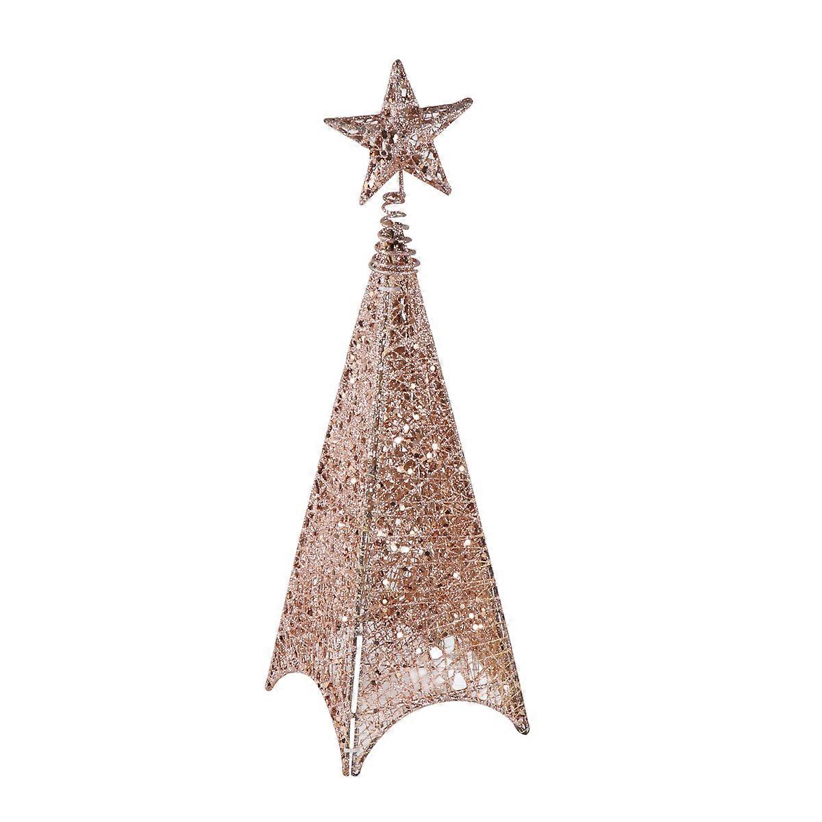 تأثير متوهج الحديد مصغرة شجرة عيد الميلاد برج على شكل زينة المنزل 40 سنتيمتر ذهبي 1 مجموعة