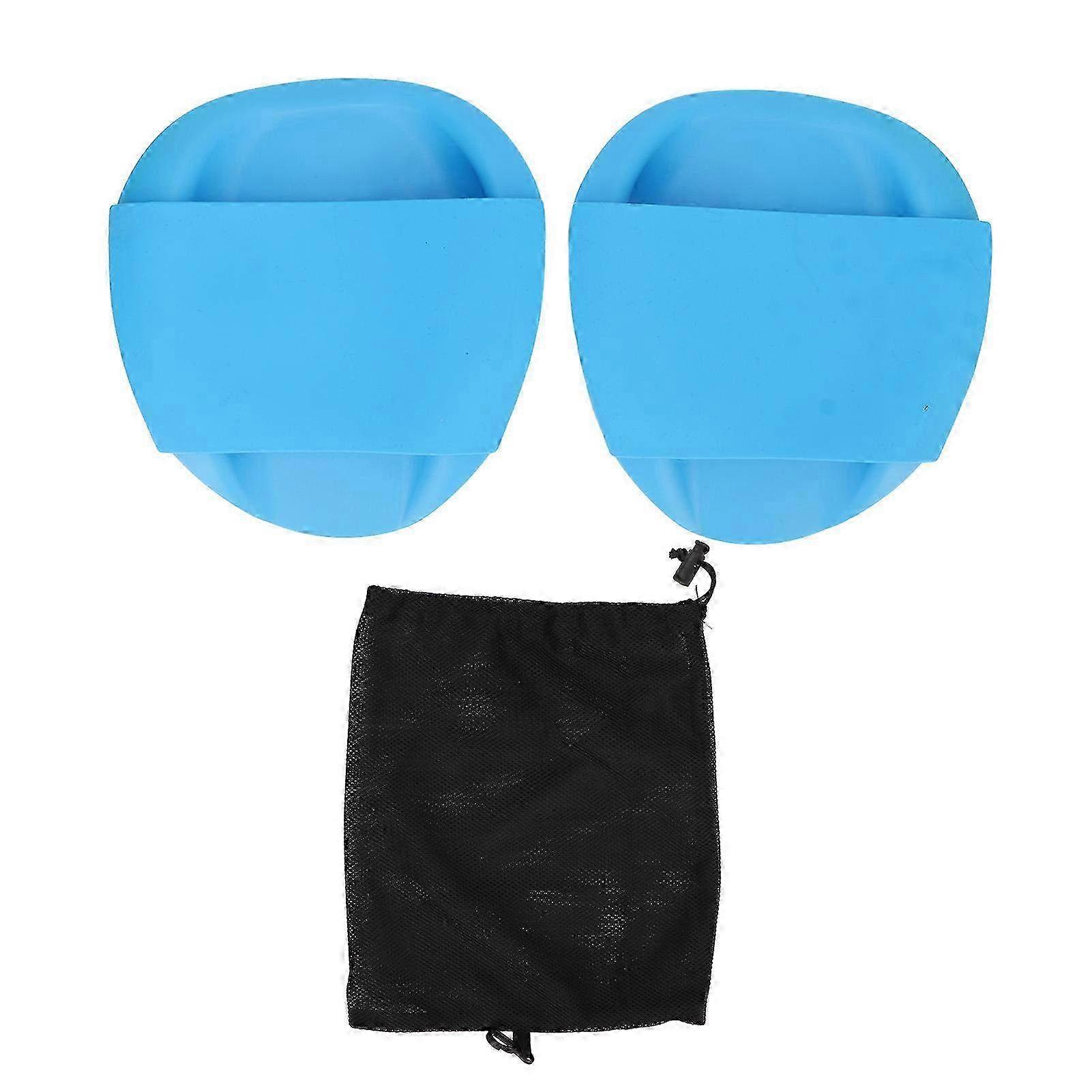 2 Pcs Silicone Swim Paddles with Strap - Easy Wearing Professional Swimming Hand Fins in Blue for Enhanced Performance