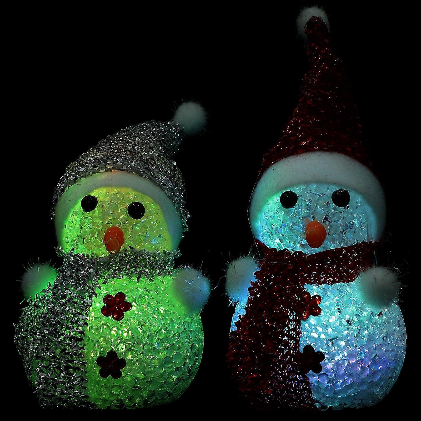 Miniature Snowman Lamp For Christmas Decorations Families Random Style Decorative 2Pcs