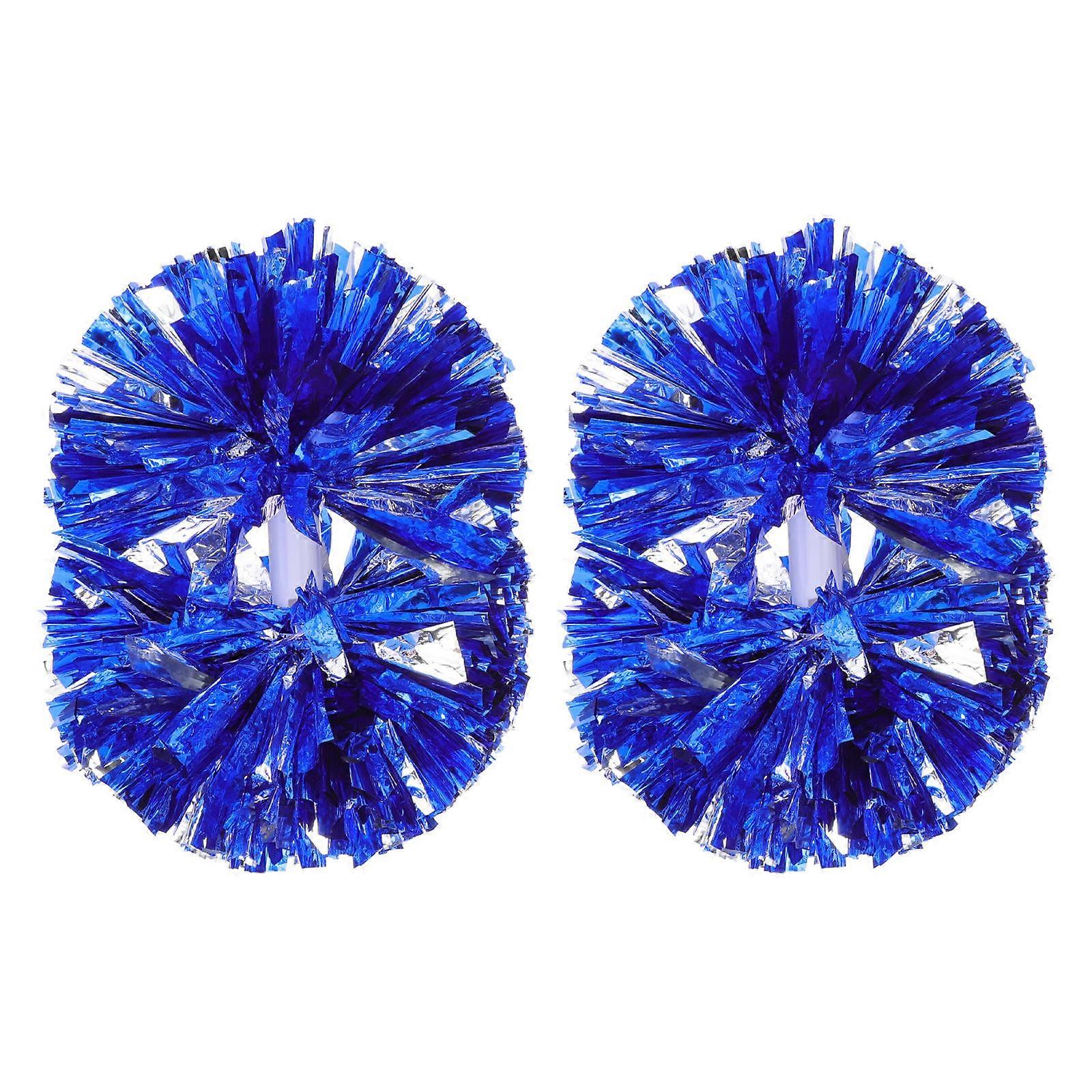 Blue Cheerleading Pom Poms for Performance Made of Durable PE Material 2 Pieces