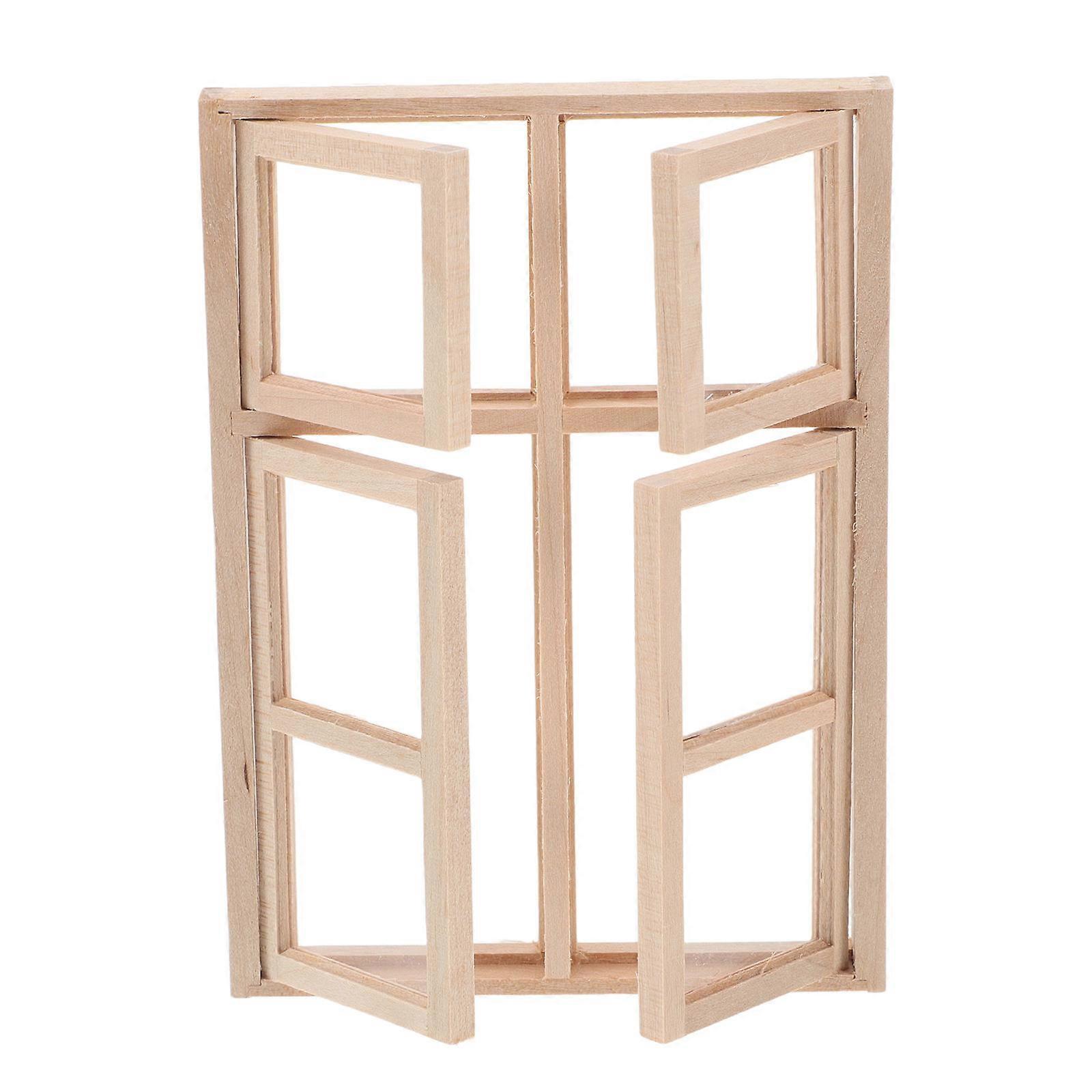 Miniatures Wood Windows for Dollhouse 1 Set Wooden Doors and Windows