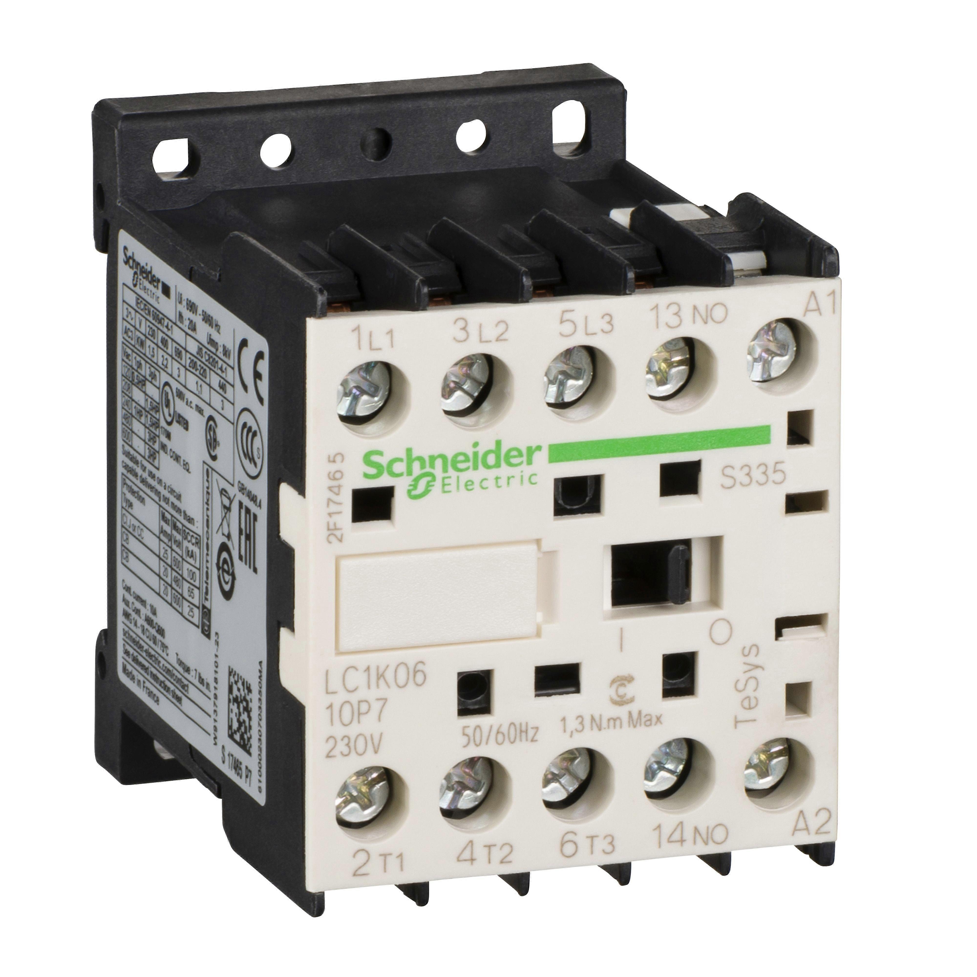 Schneider Contactor 24v Ac Coil 6a 3-pole Tesys K Lc1k0610b7s335