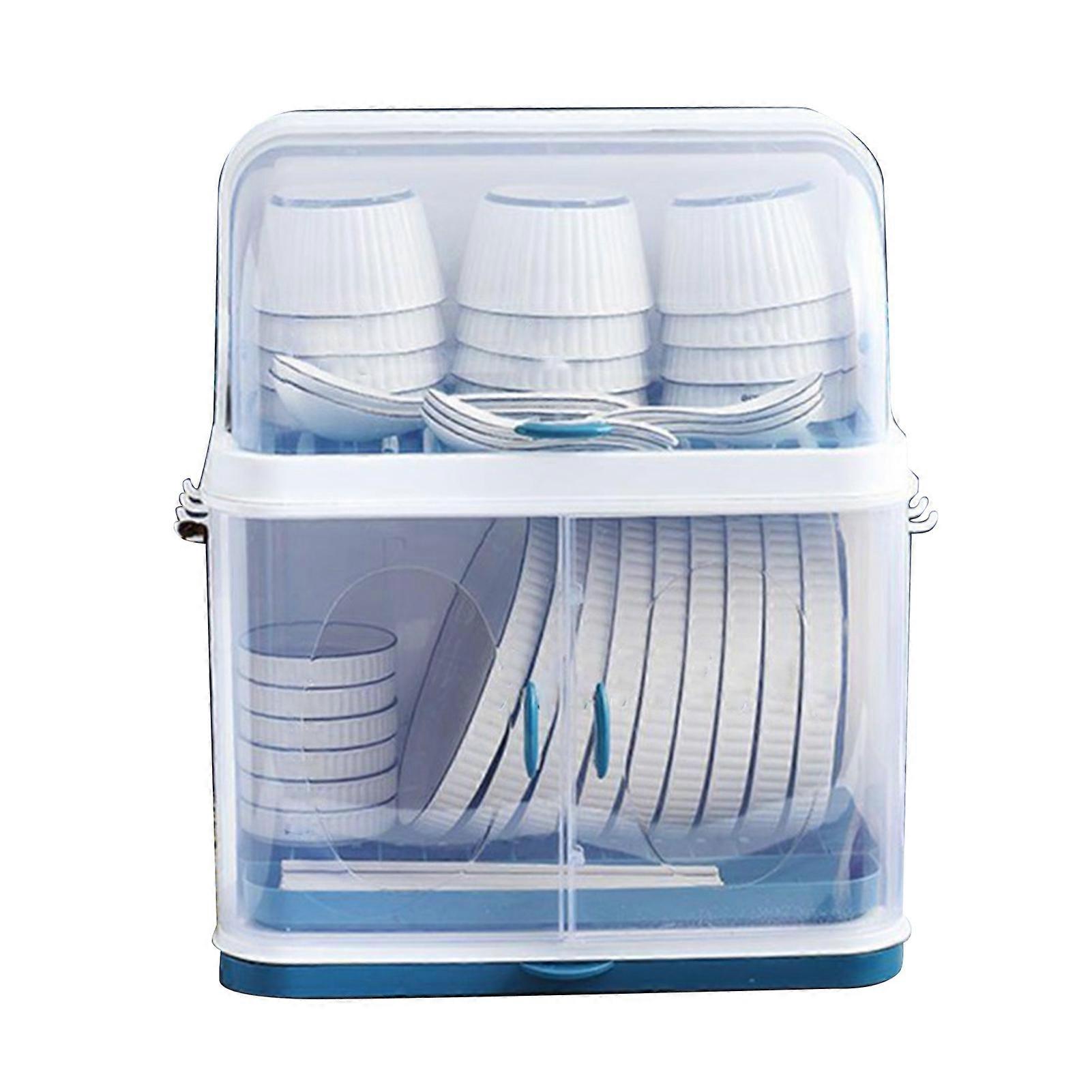 Lidded Dish Drying Rack - Durable, Dustproof Organizer for Plates and Utensils