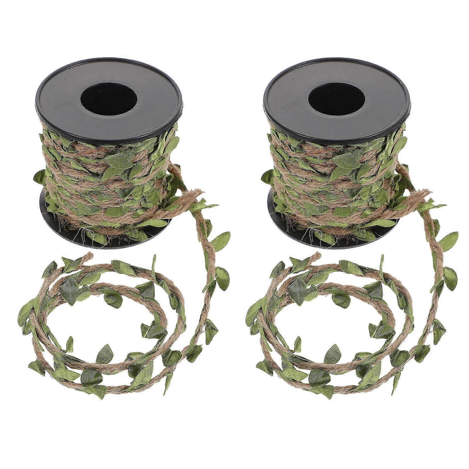 Braided Hemp Rope Round Shape Green Leaves Jute Twine 10M Per Roll Ideal For Artisans And Craft Projects