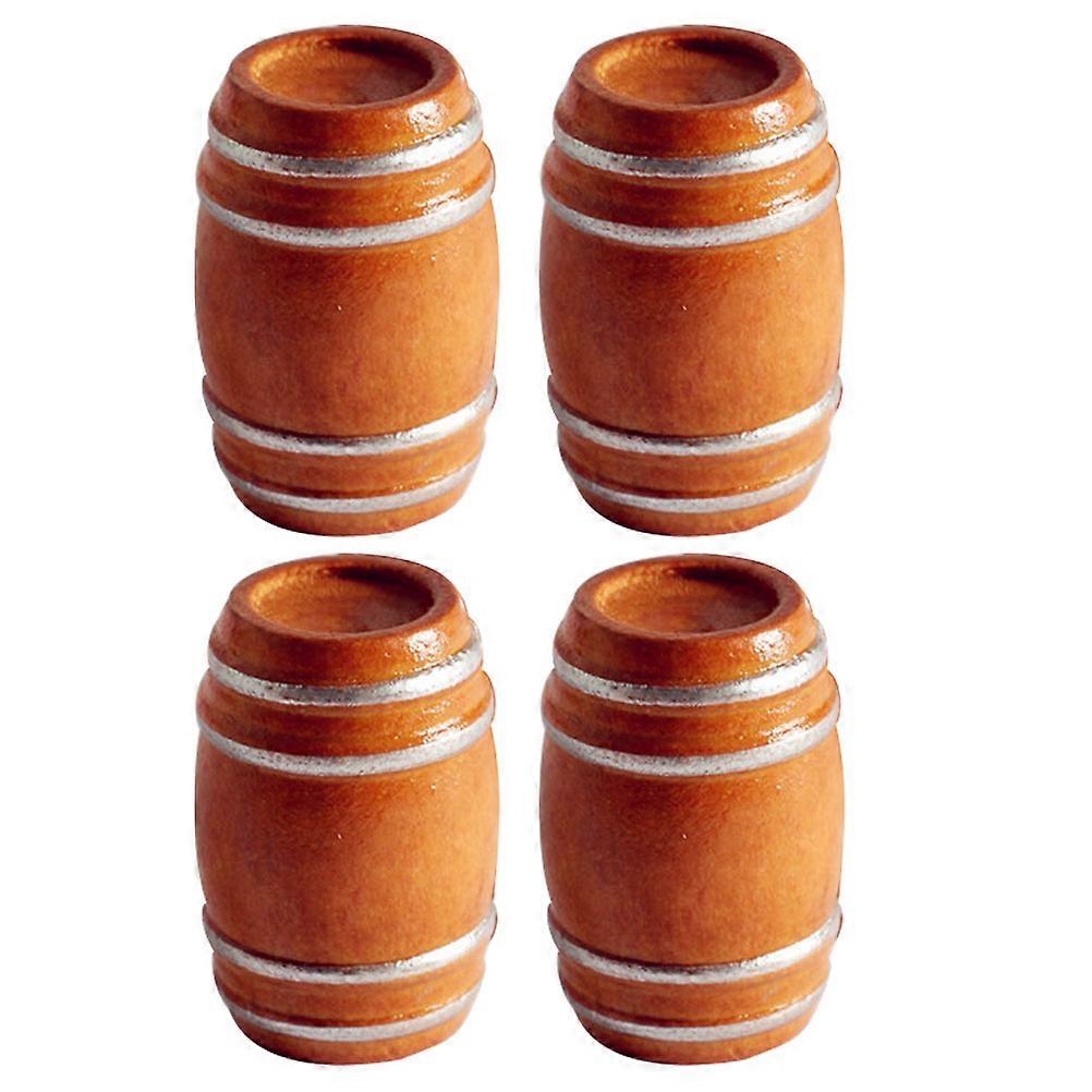 Dollhouse Miniature Barrels Miniature Beer Barrels Beech Wood Material DIY Projects 4Pcs