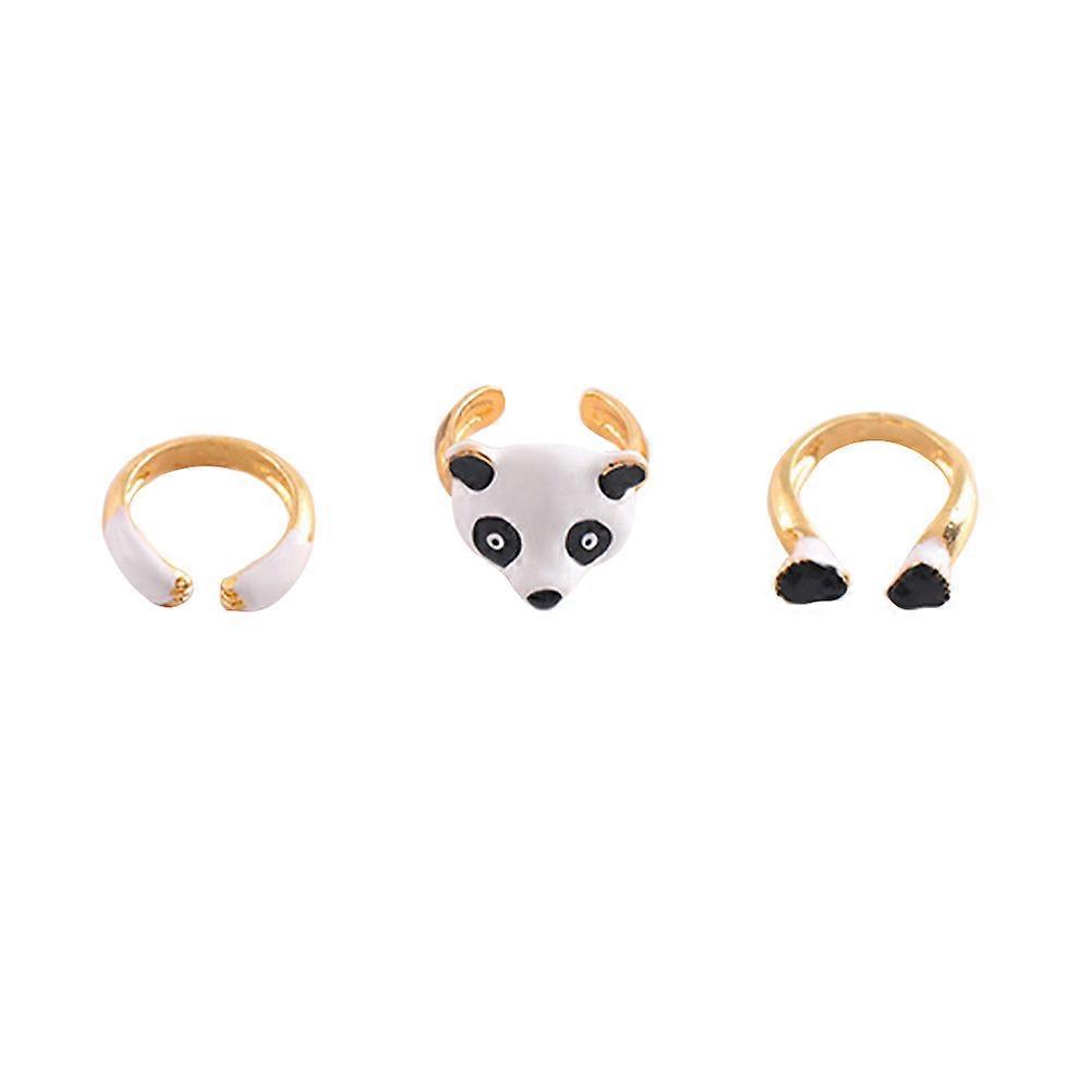 Trendy Cartoon Rings Set With Delicate Panda Shape Designed For Women In Assorted Color Perfect For Everyday Wear 1 Set